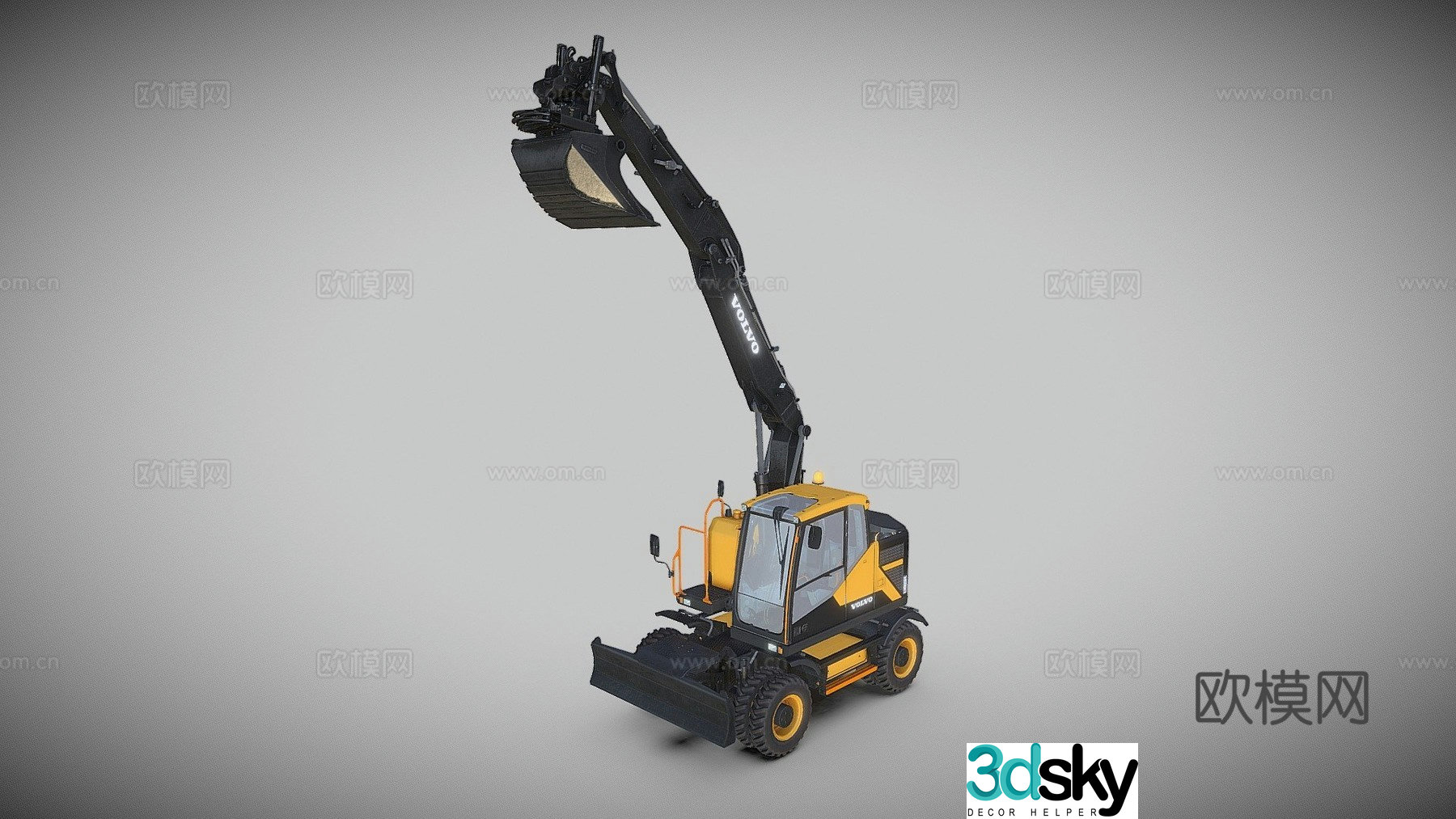 volvo excavator crane 3d model