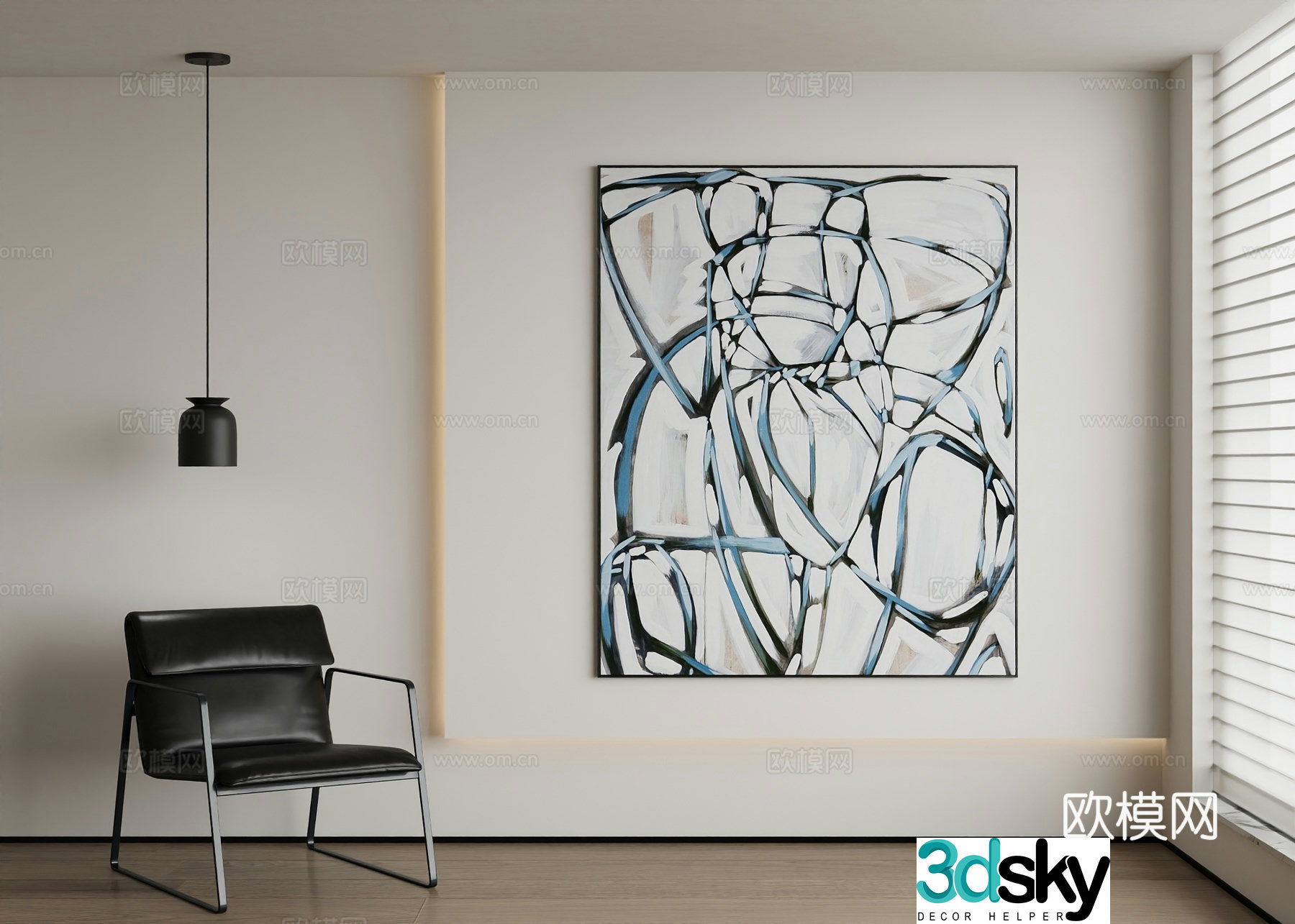 Modern abstract painting decorative painting 3d model
