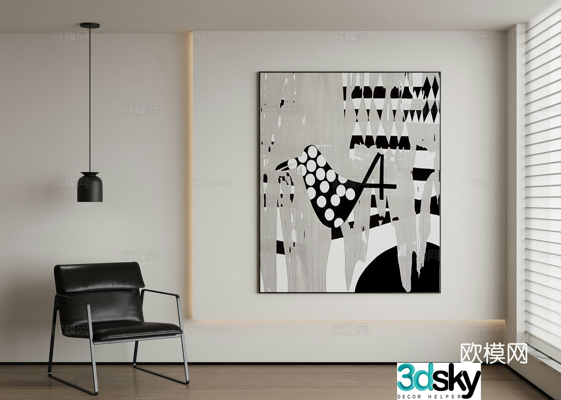 Modern abstract painting decorative painting 3d model