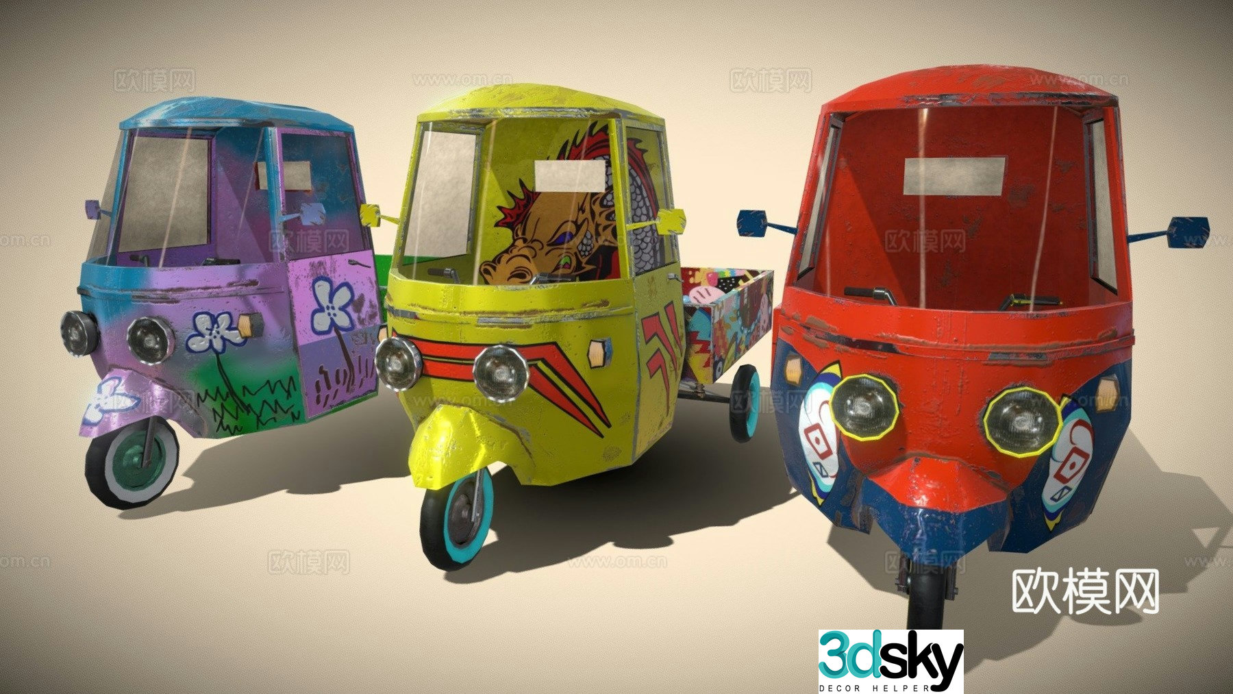 tricycle motorcycle 3d model