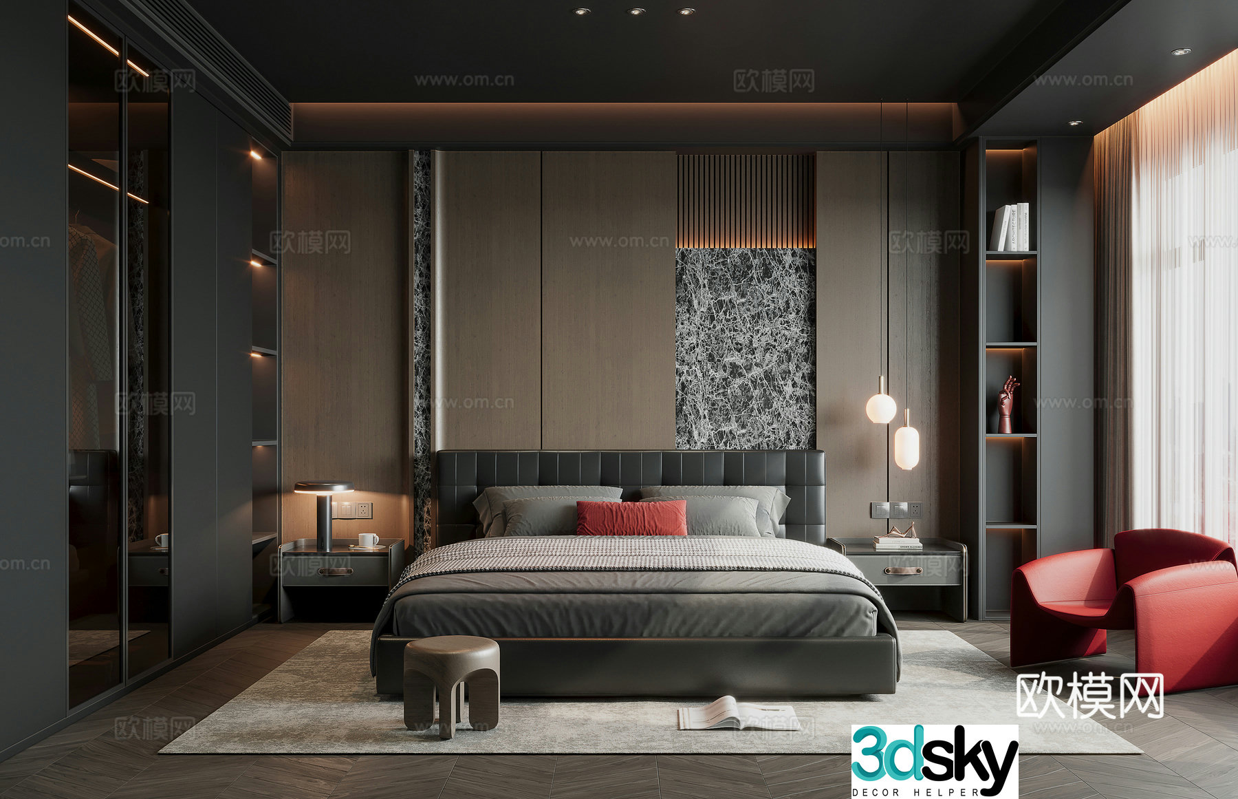 Italian style bedroom master bedroom 3d model
