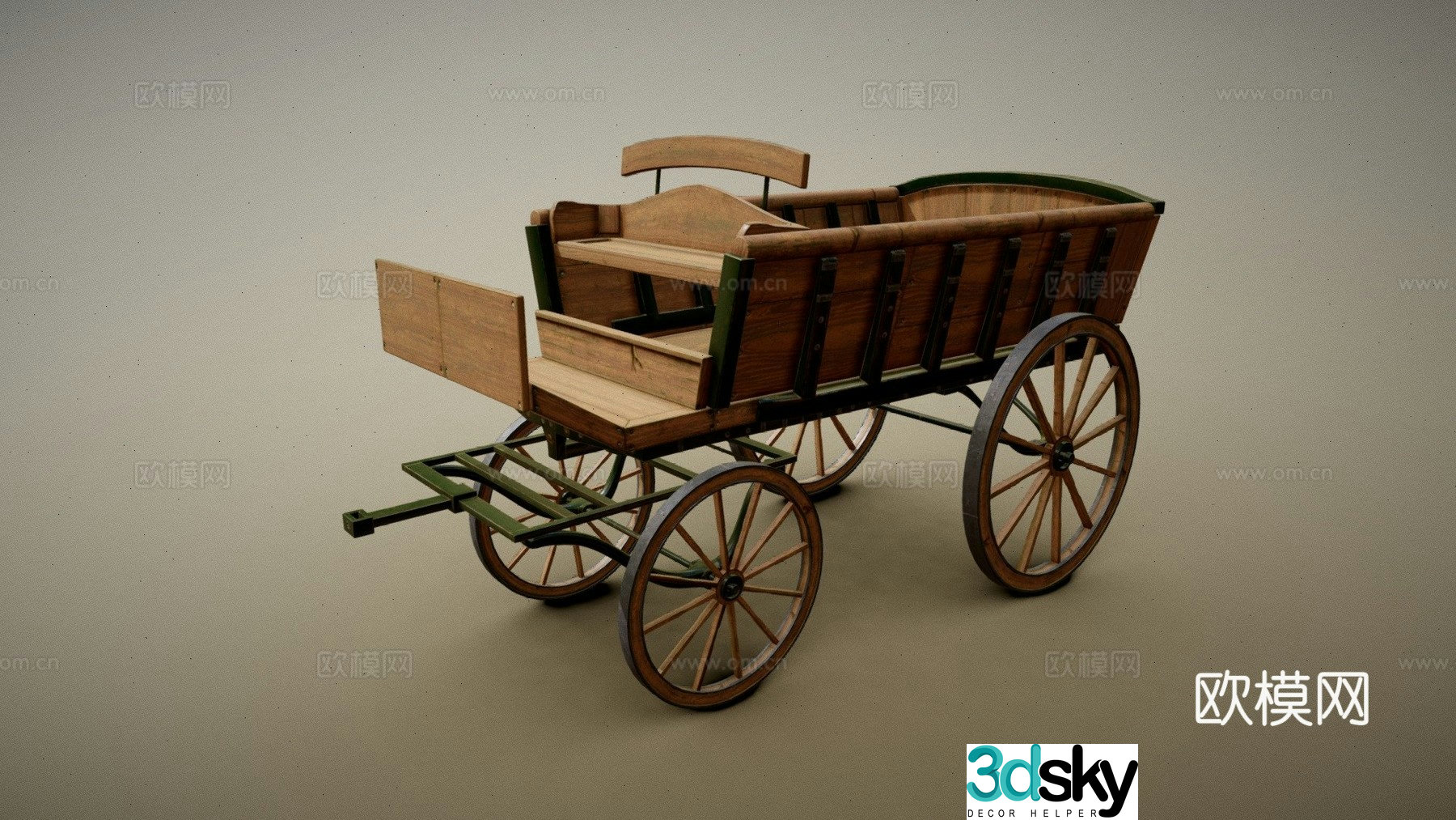 old carriage rickshaw 3d model