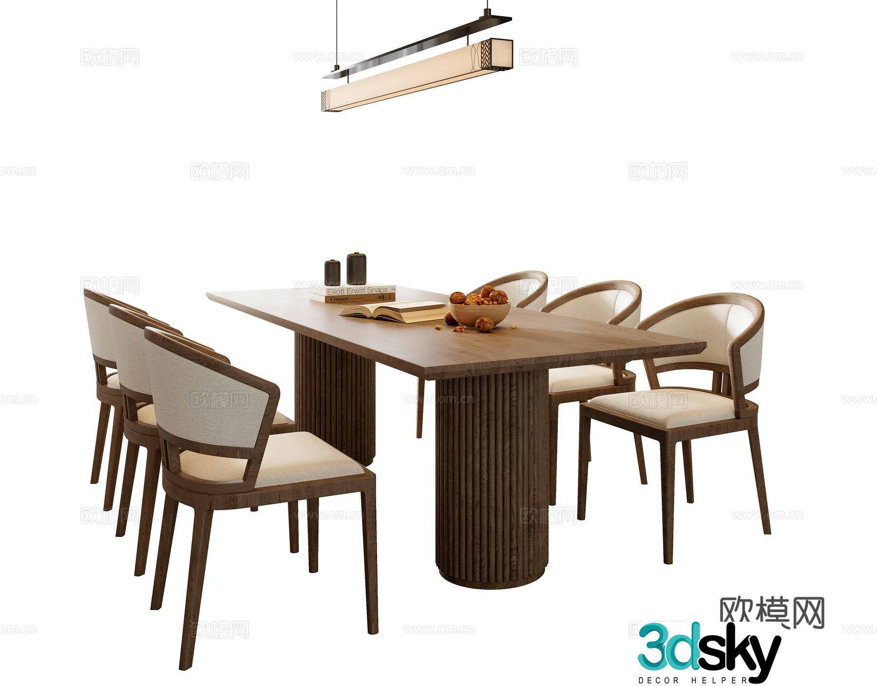 New Chinese style dining table and chairs Bar dining table 3D model
