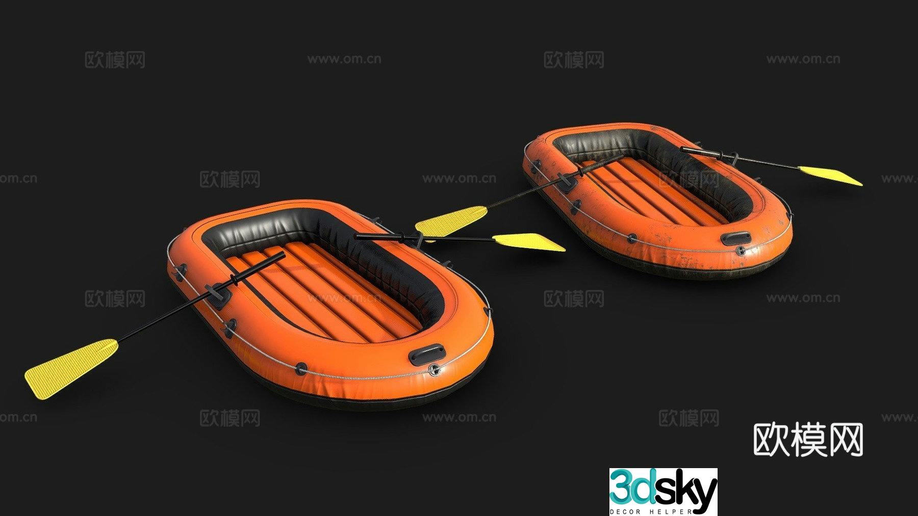 rubber boat motorboat boat 3d model