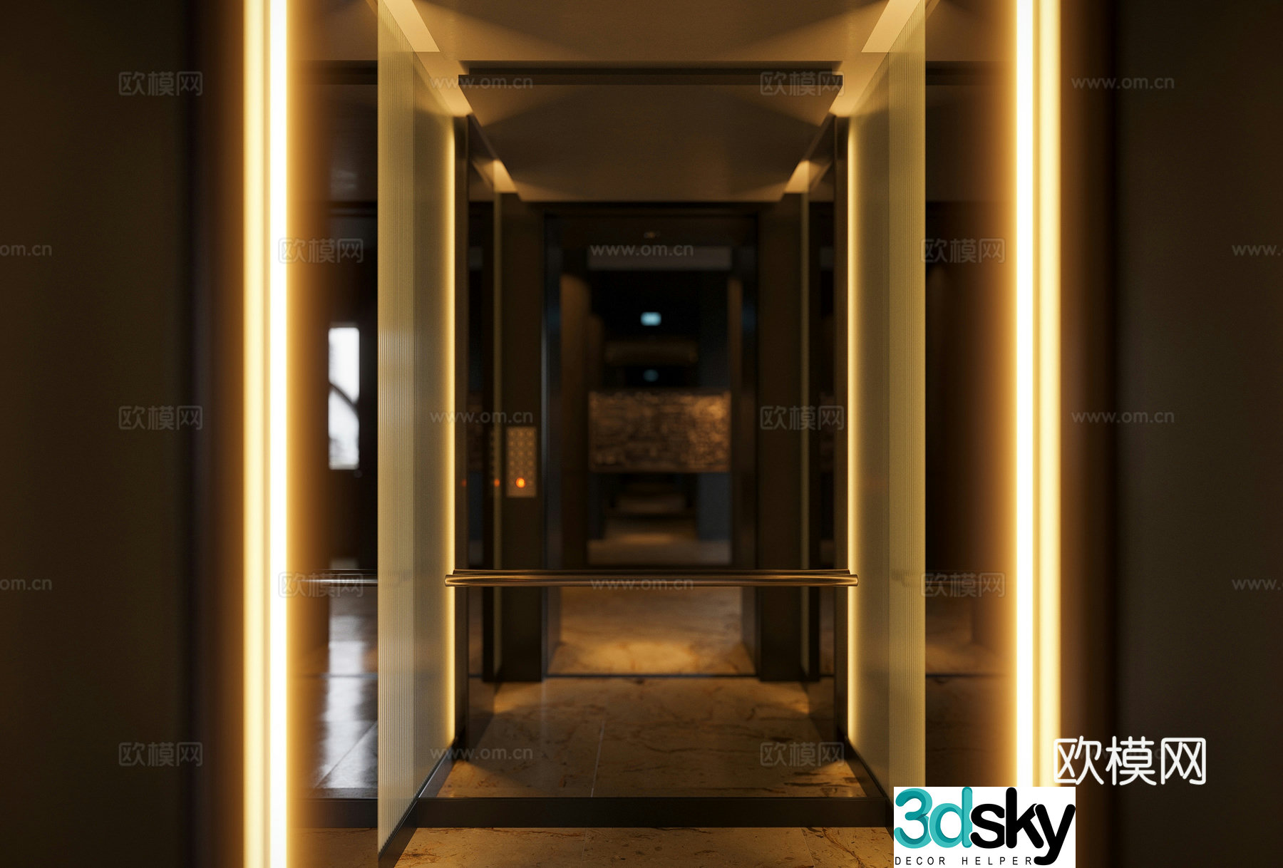 modern elevator elevator door elevator room 3d model