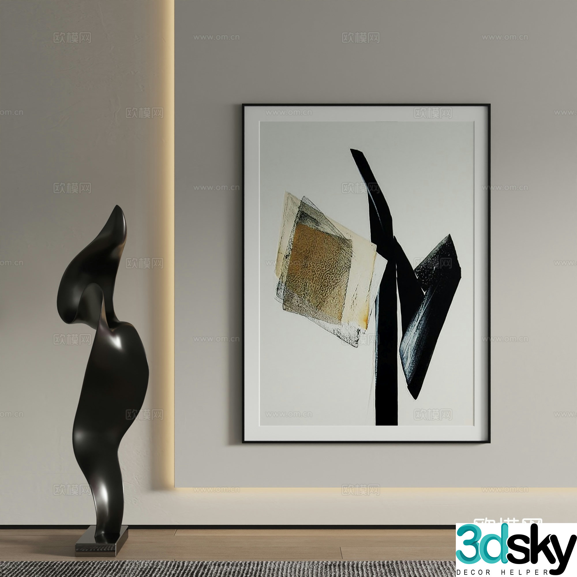 Modern decorative painting texture painting hanging painting 3d model