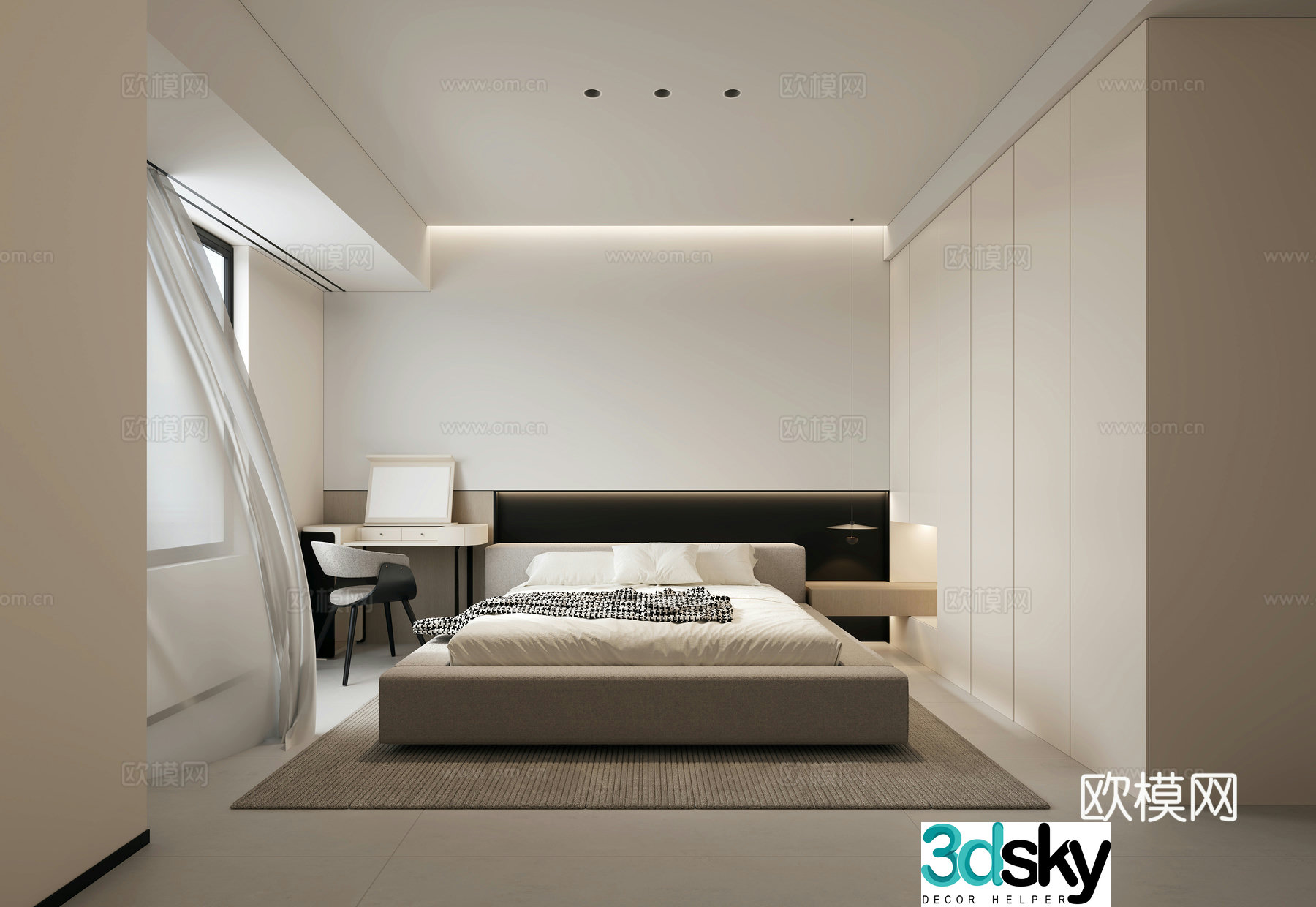 Modern bedroom second bedroom 3d model
