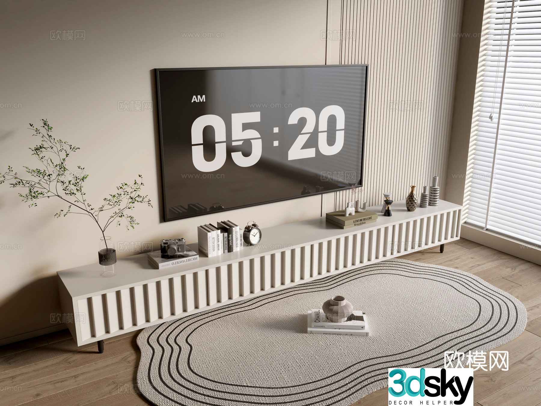 Cream style TV cabinet 3d model