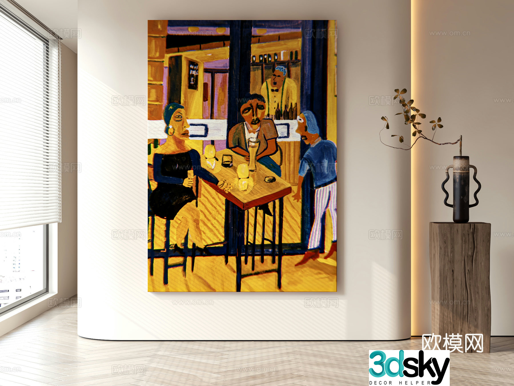 Modern abstract painting decorative painting 3d model