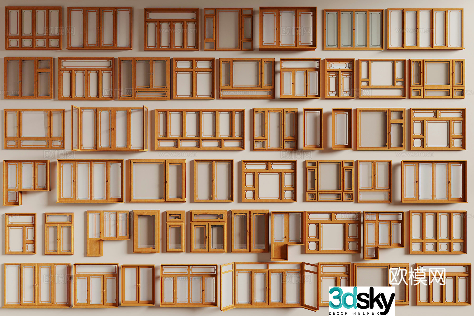 New Chinese style window casement window 3d model