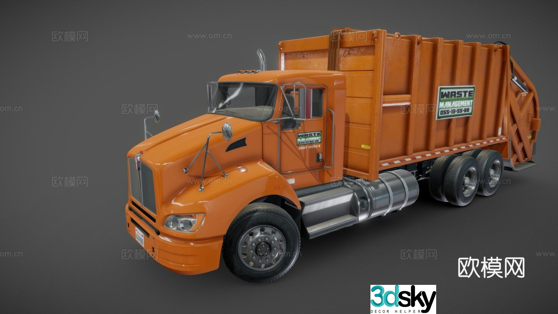 Industrial garbage truck 3d model