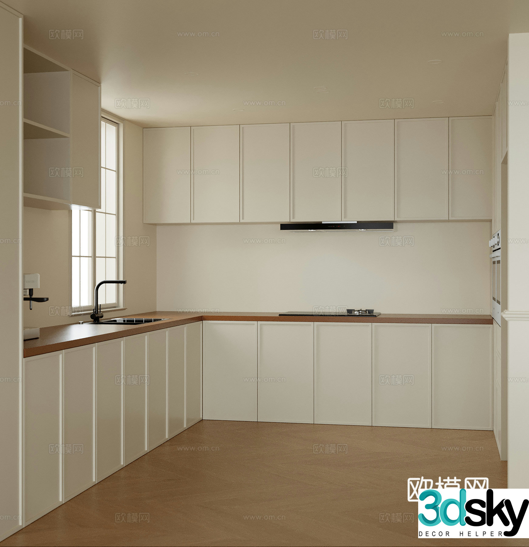 Cream style kitchen 3d model