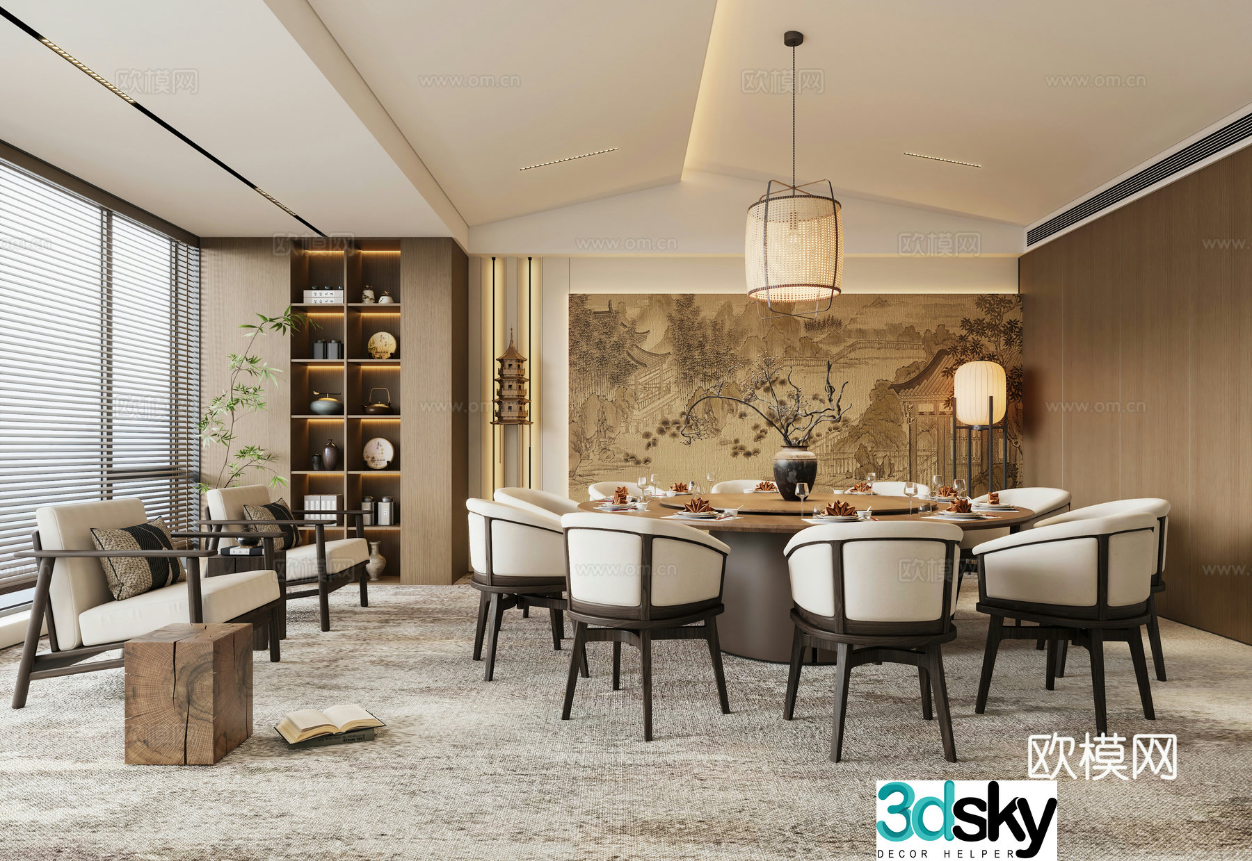 Chinese restaurant private room 3D model of restaurant private room