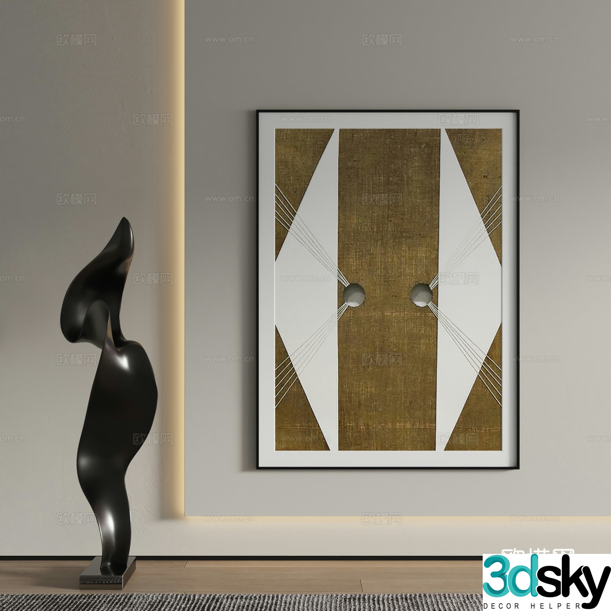 Modern decorative painting abstract painting hanging painting 3d model