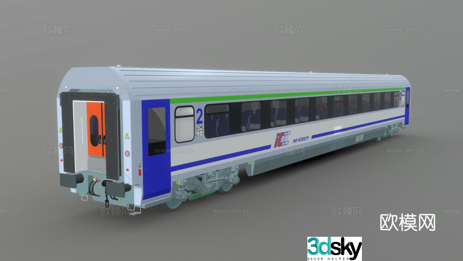 Modern passenger railway vehicle 3d model