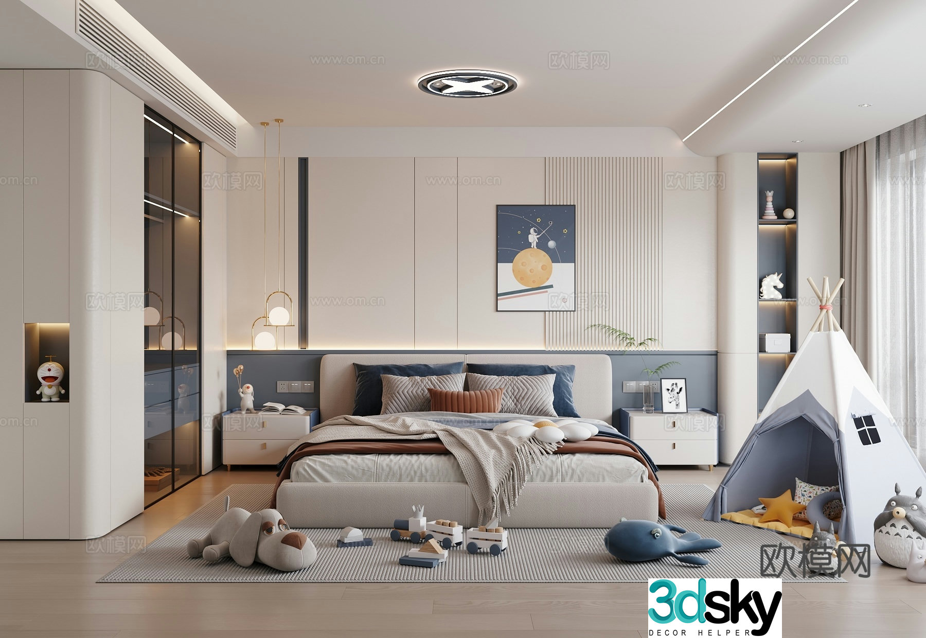 Modern children’s room boy’s room 3d model