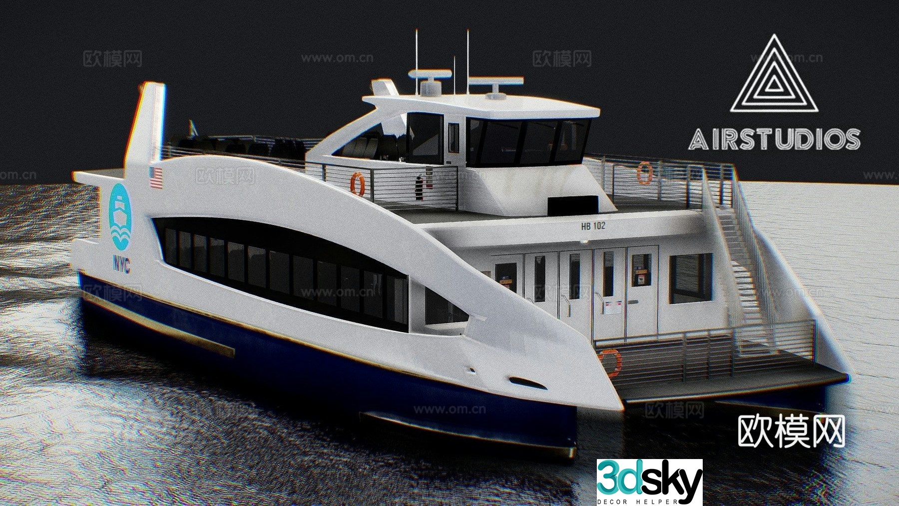 ferry cruise ship 3d model