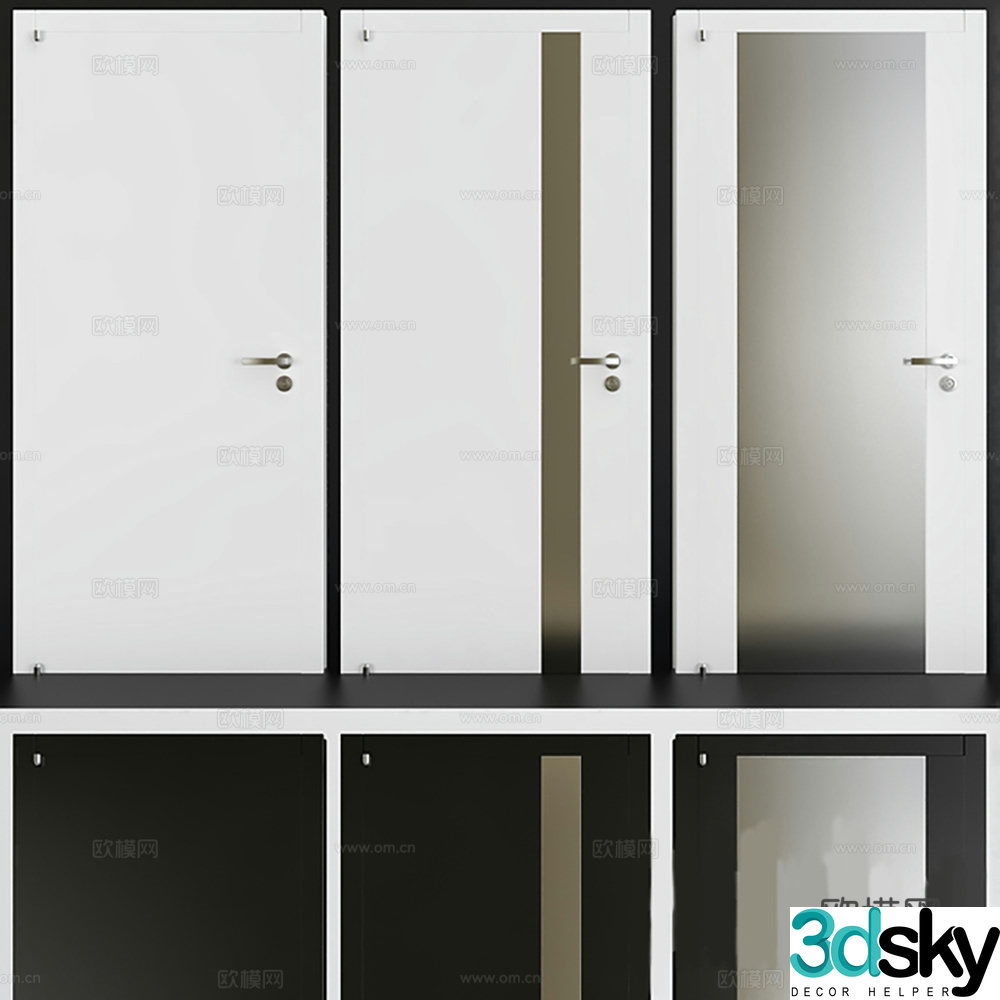 Modern swing door interior door 3d model