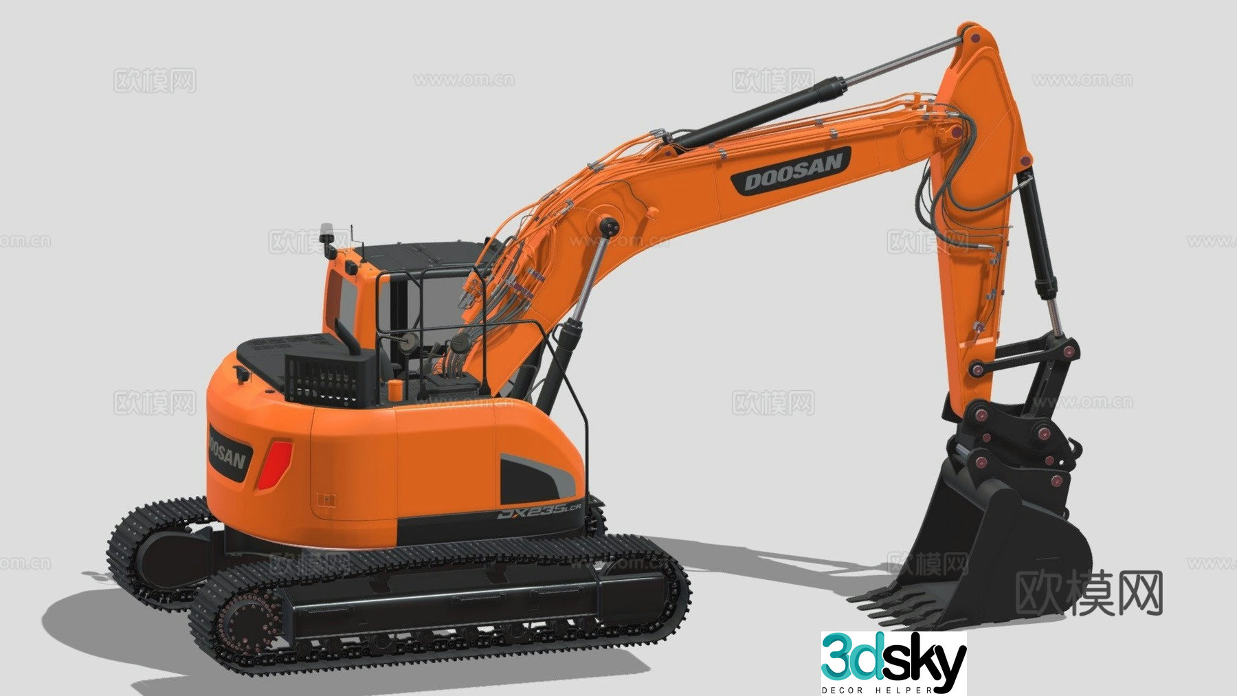 Crawler excavator bulldozer 3d model