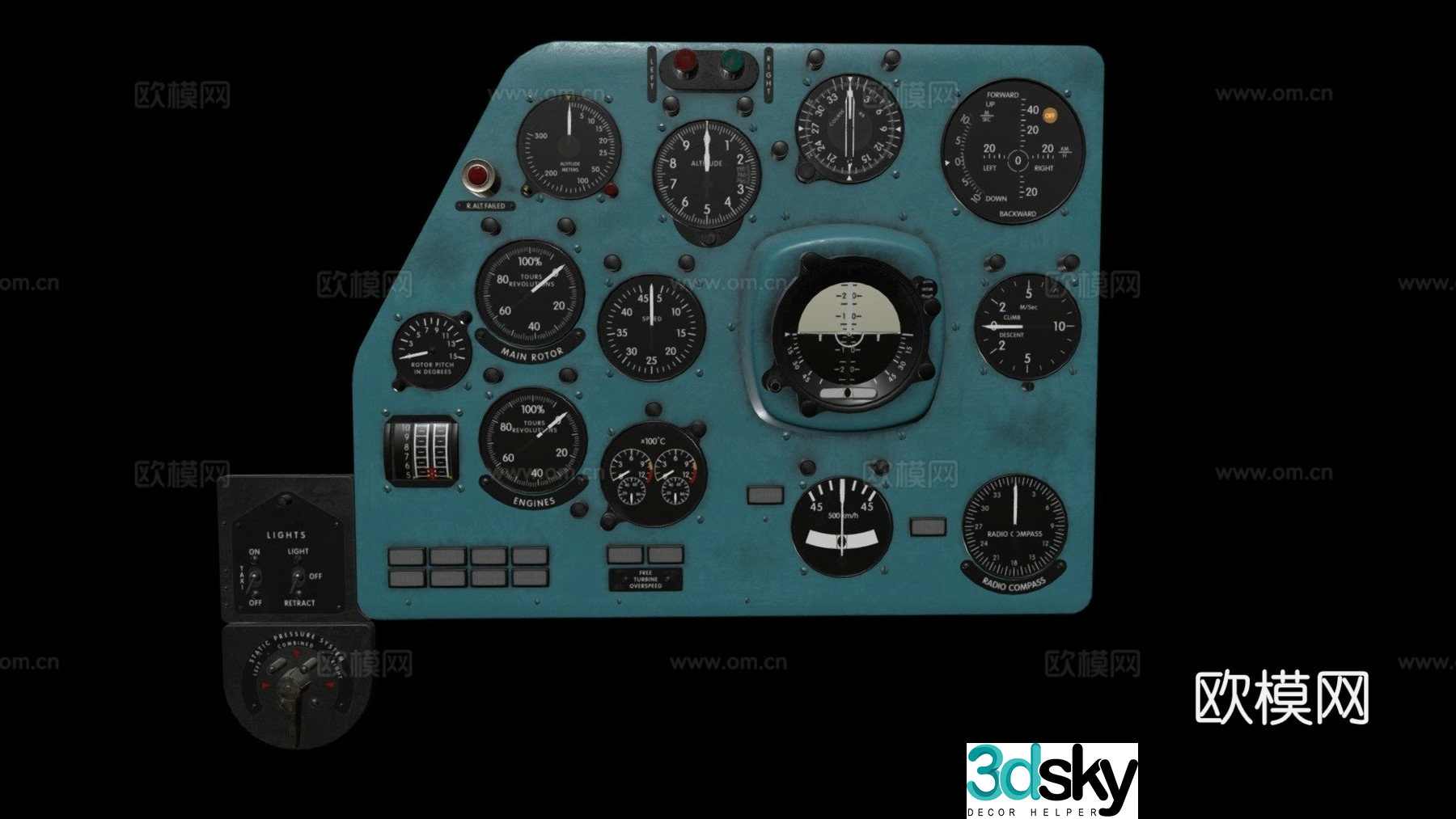 Aircraft left panel English 3D model