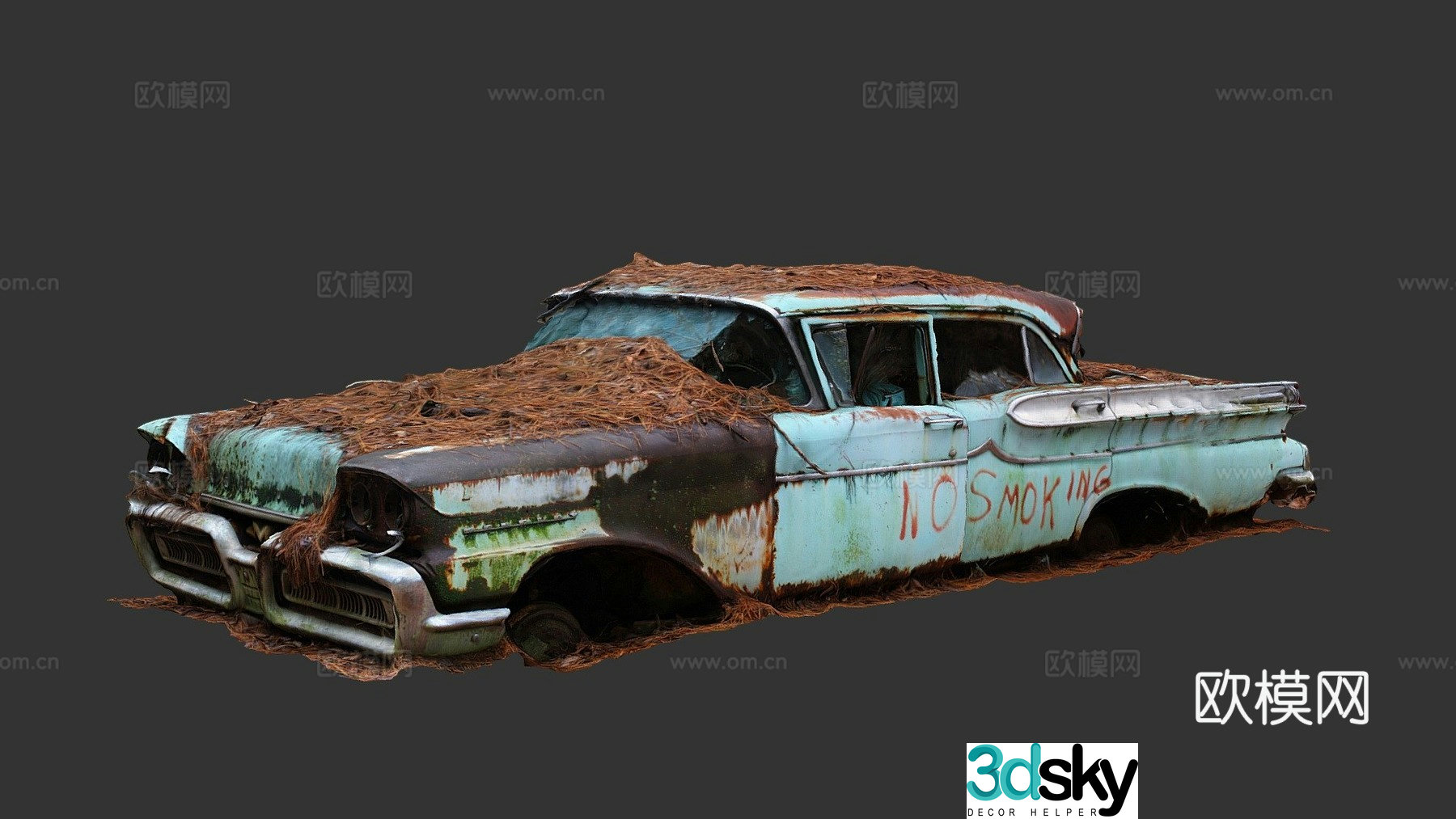 Abandoned car wreckage 3d model
