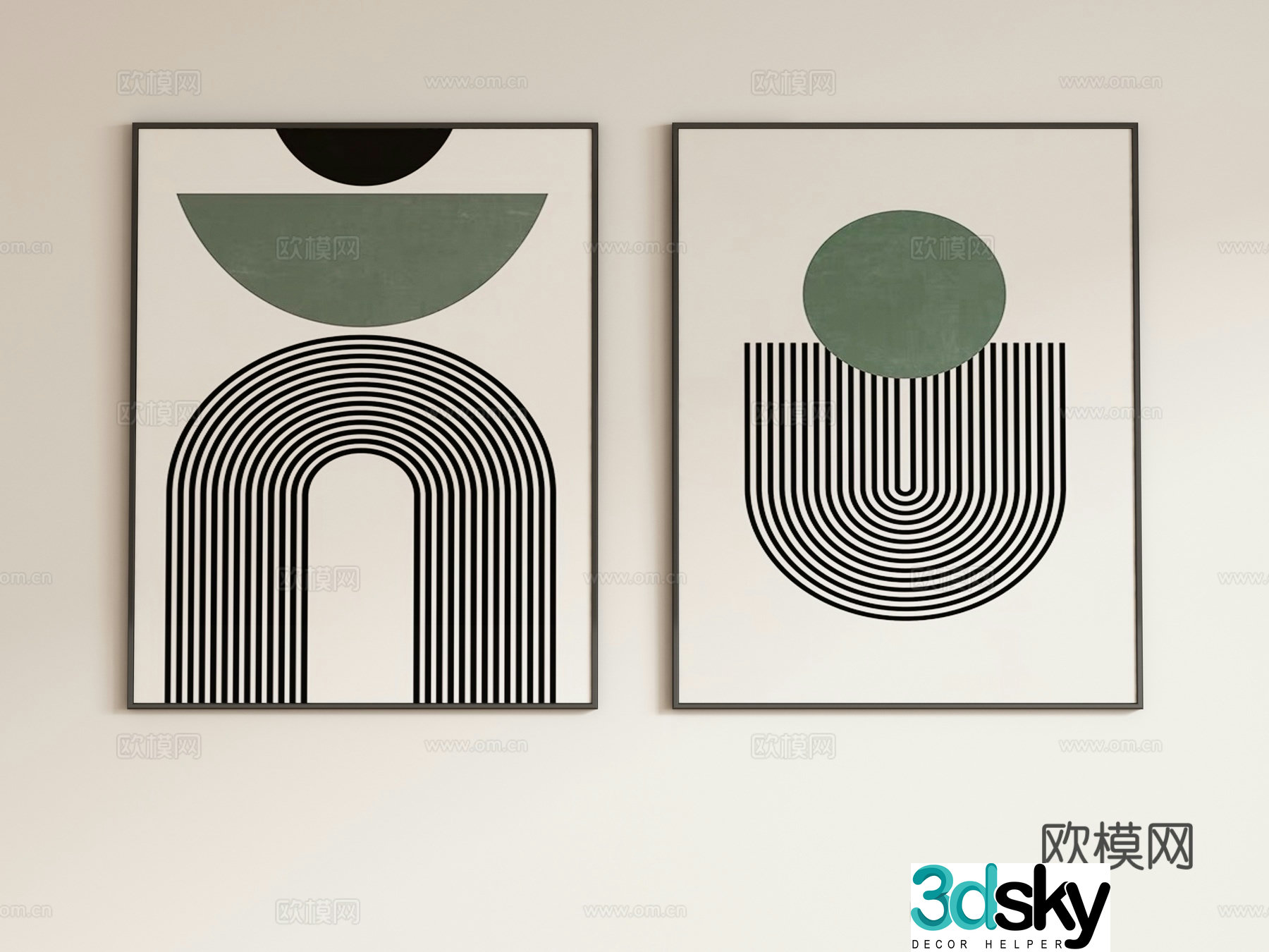 Modern abstract painting decorative painting hanging painting 3d model