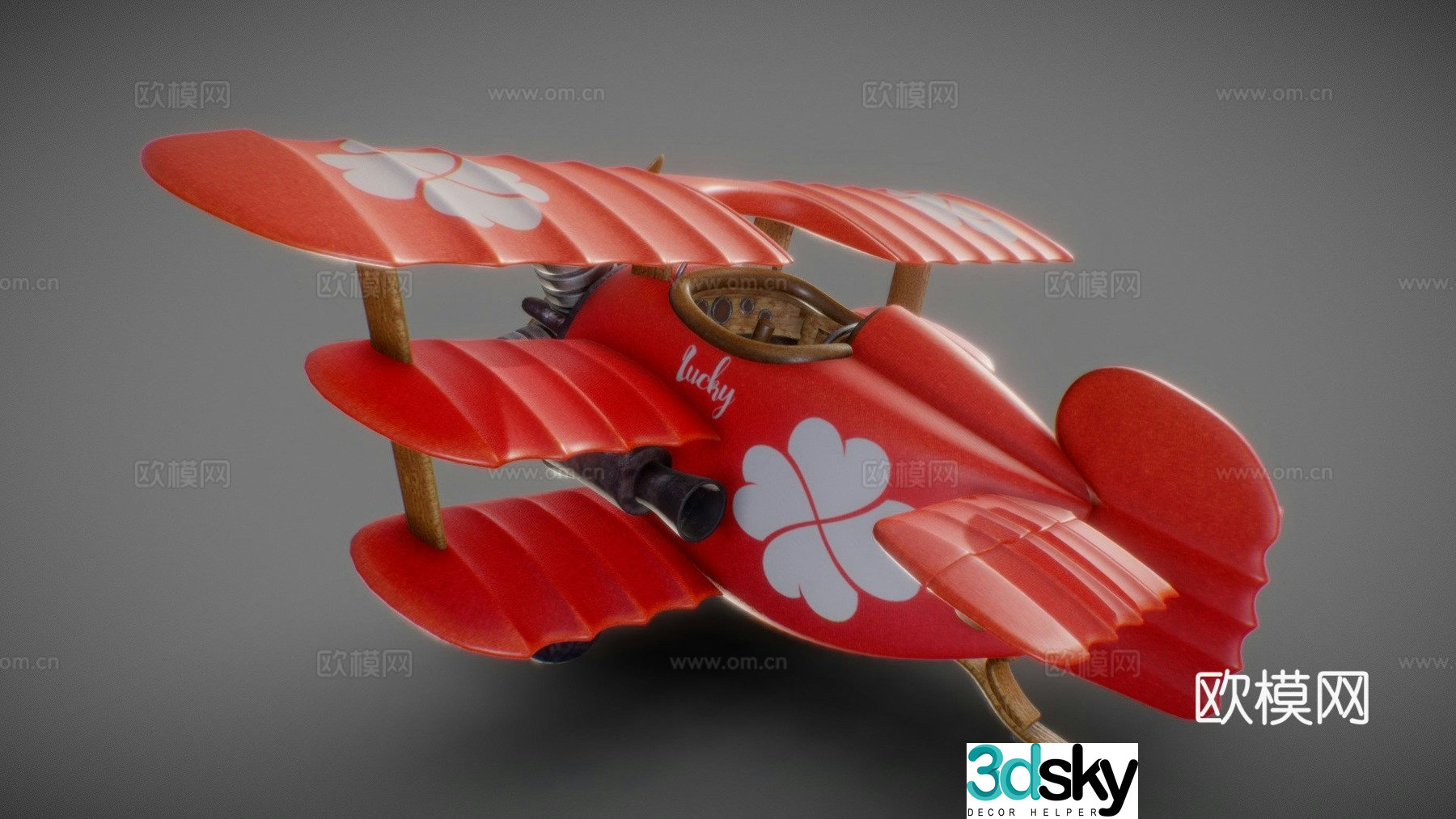 Game Model Biplane Hand Figure 3D Model