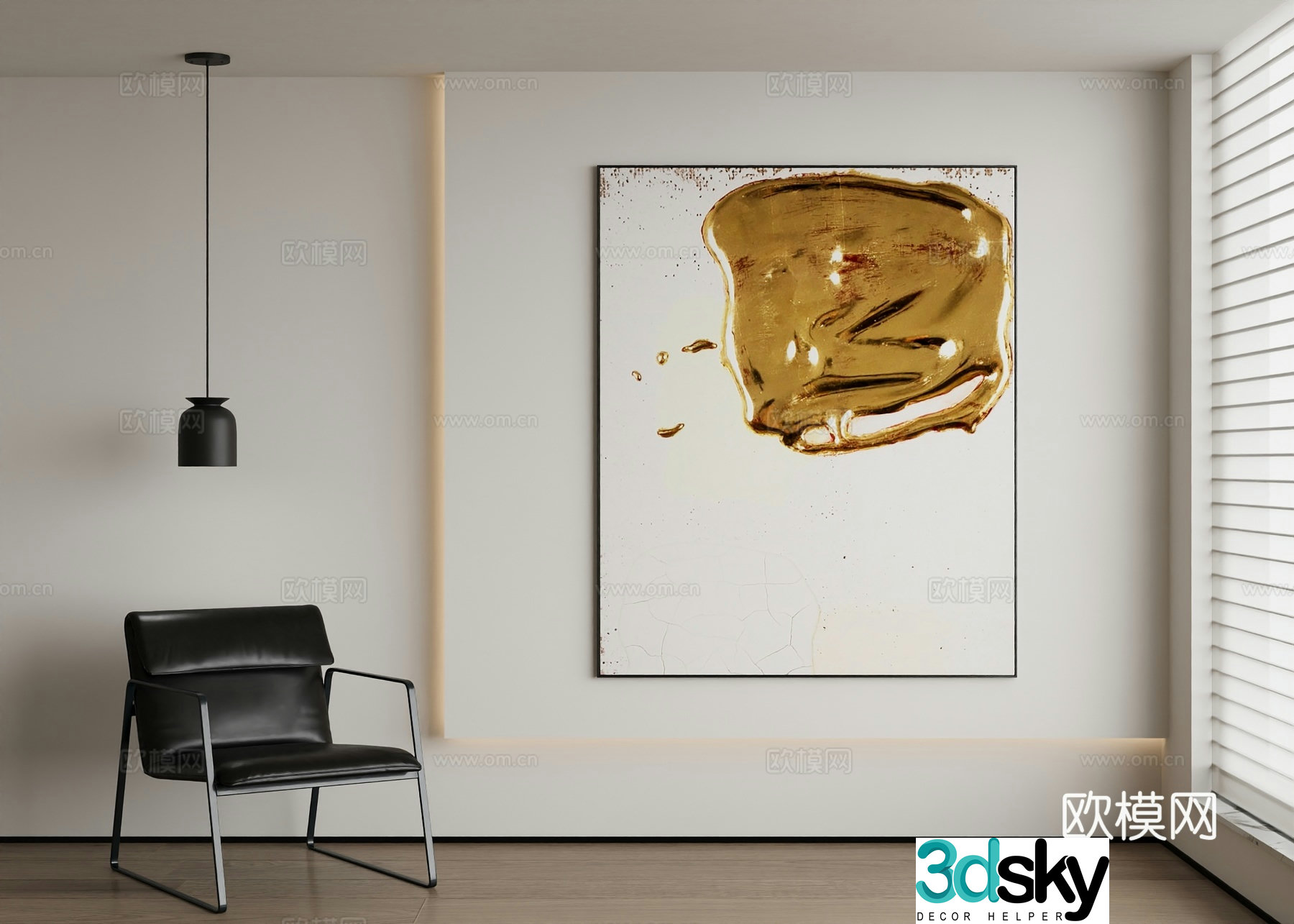 Modern abstract painting decorative painting 3d model