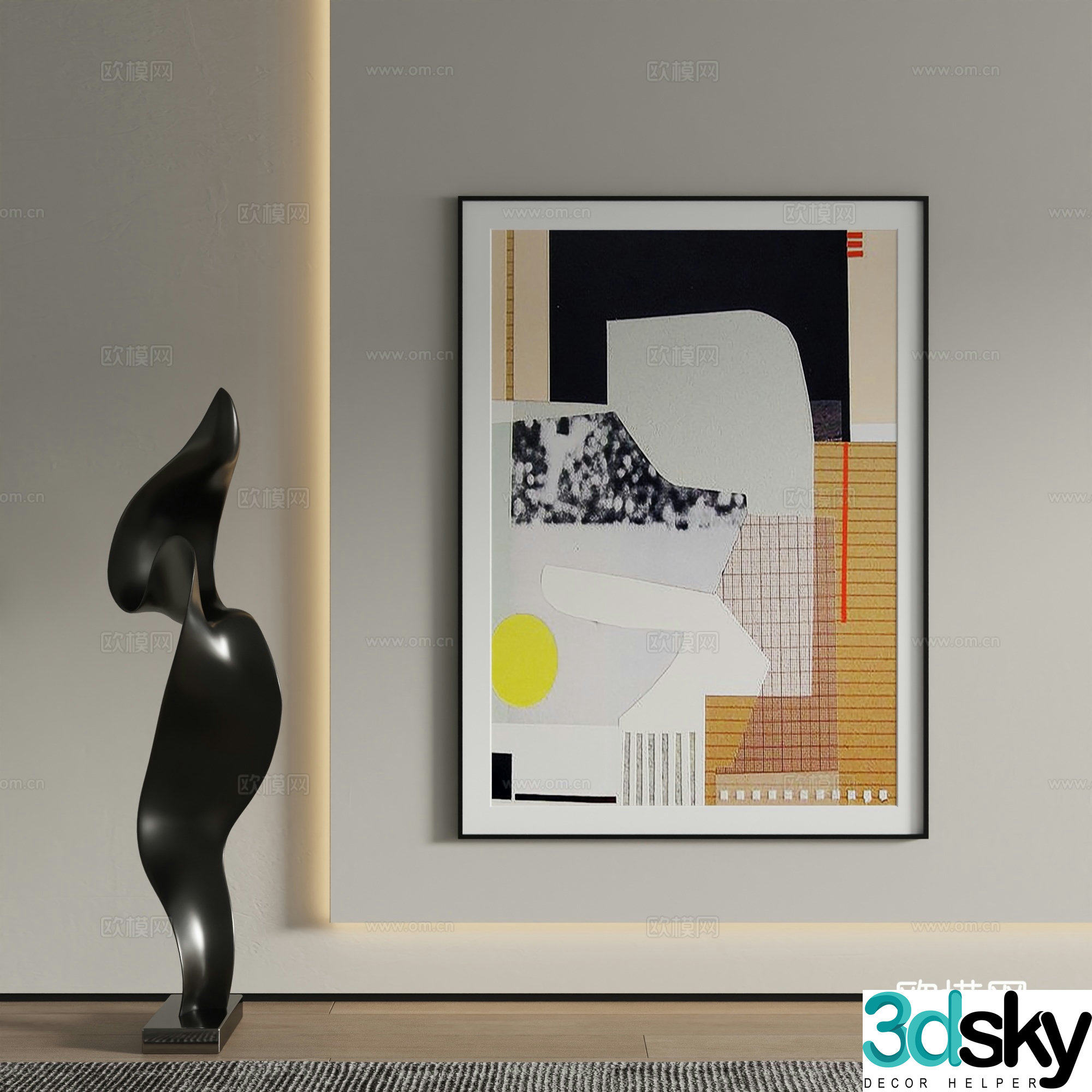 Decorative painting abstract painting hanging painting 3d model