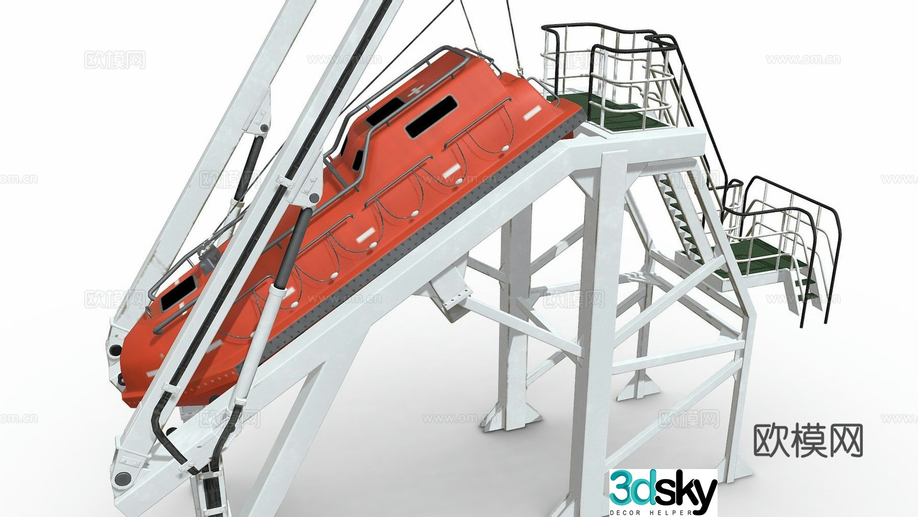 boat yacht lifeboat 3d model
