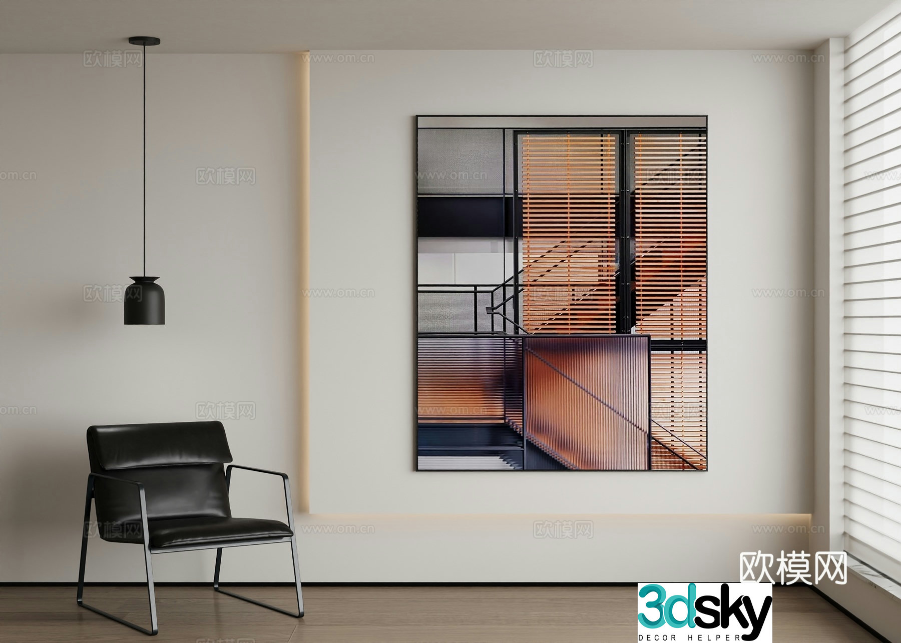 Modern abstract painting decorative painting 3d model
