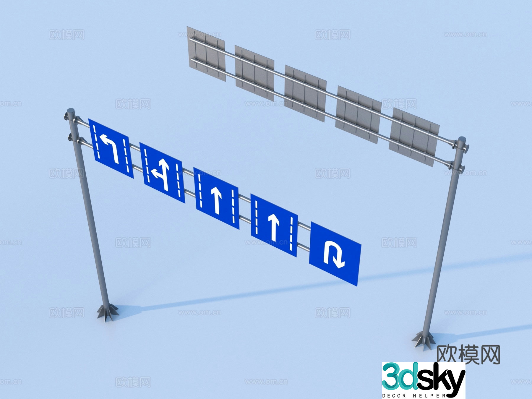 road sign intersection sign 3d model