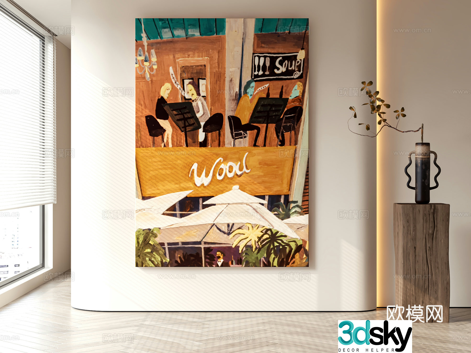 Modern abstract painting decorative painting 3d model