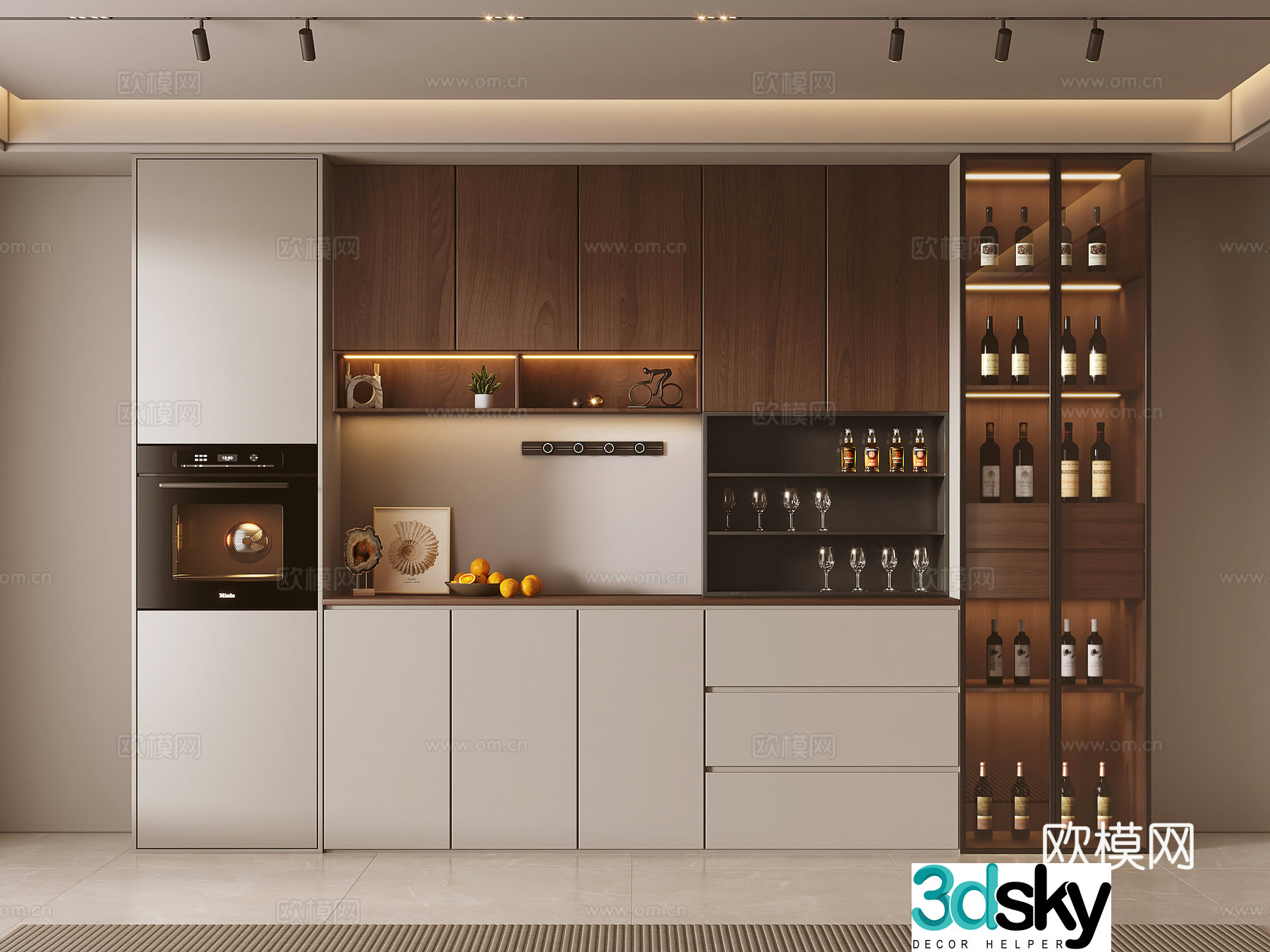 Medieval style sideboard wine cabinet 3D model