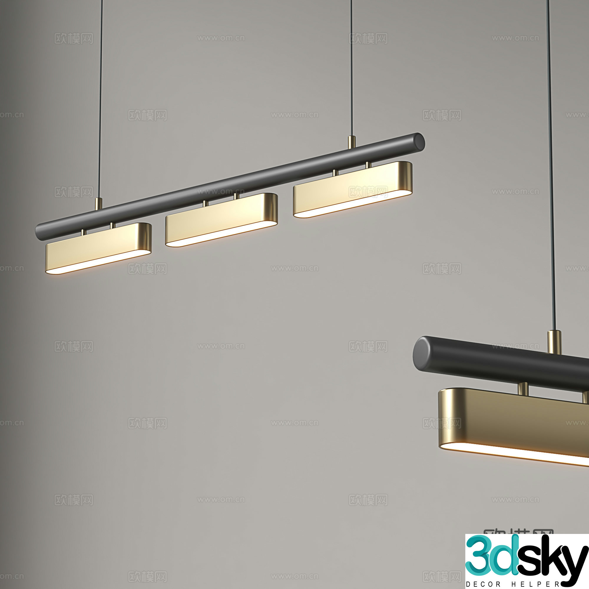Light luxury chandelier long chandelier restaurant chandelier 3D model