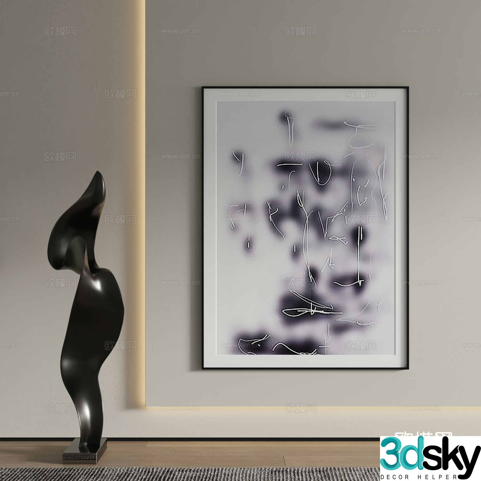 Modern decorative painting art painting hanging painting 3d model