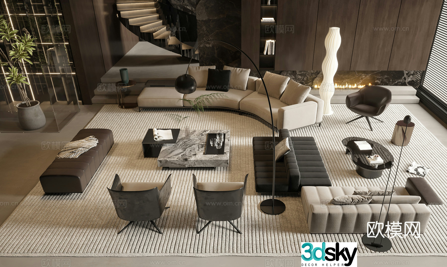 Modern sectional sofa 3d model