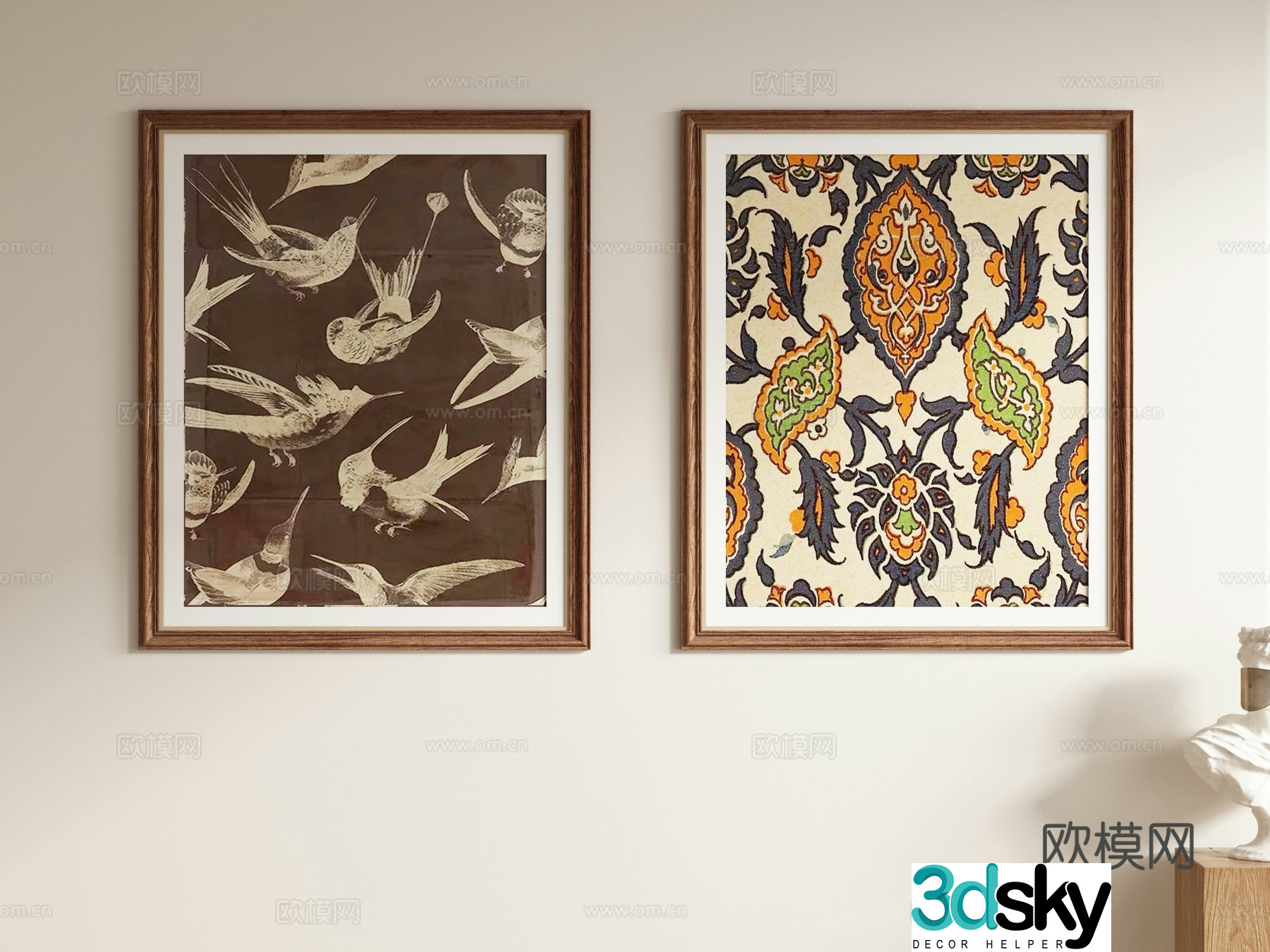 Medieval style retro hanging painting decorative painting 3D model