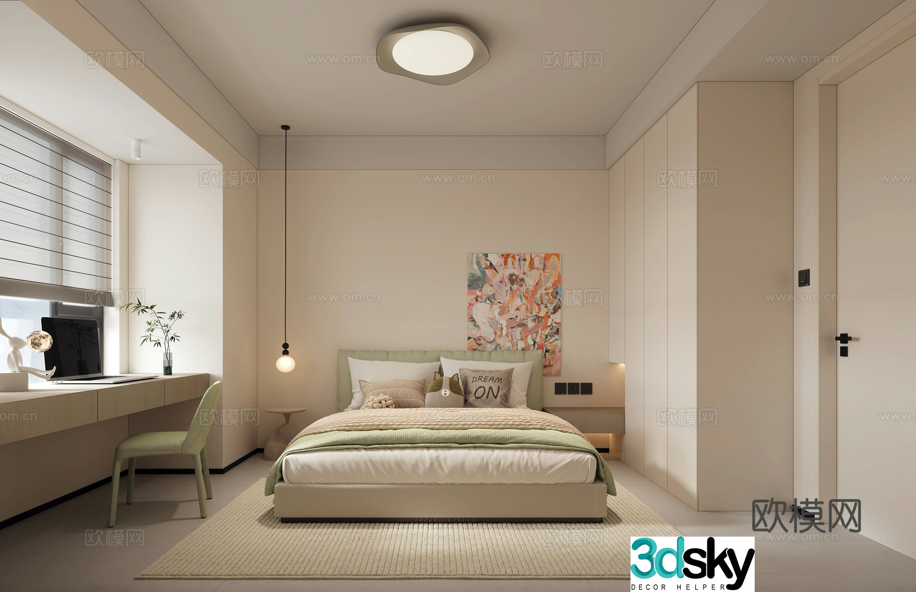 Modern bedroom second bedroom 3d model