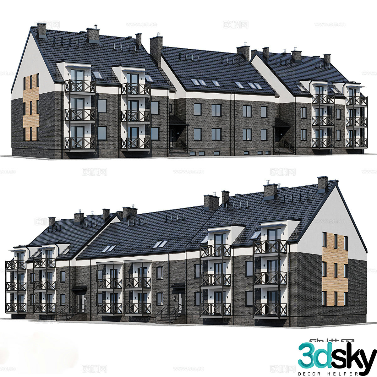 Residential building exterior 3d model