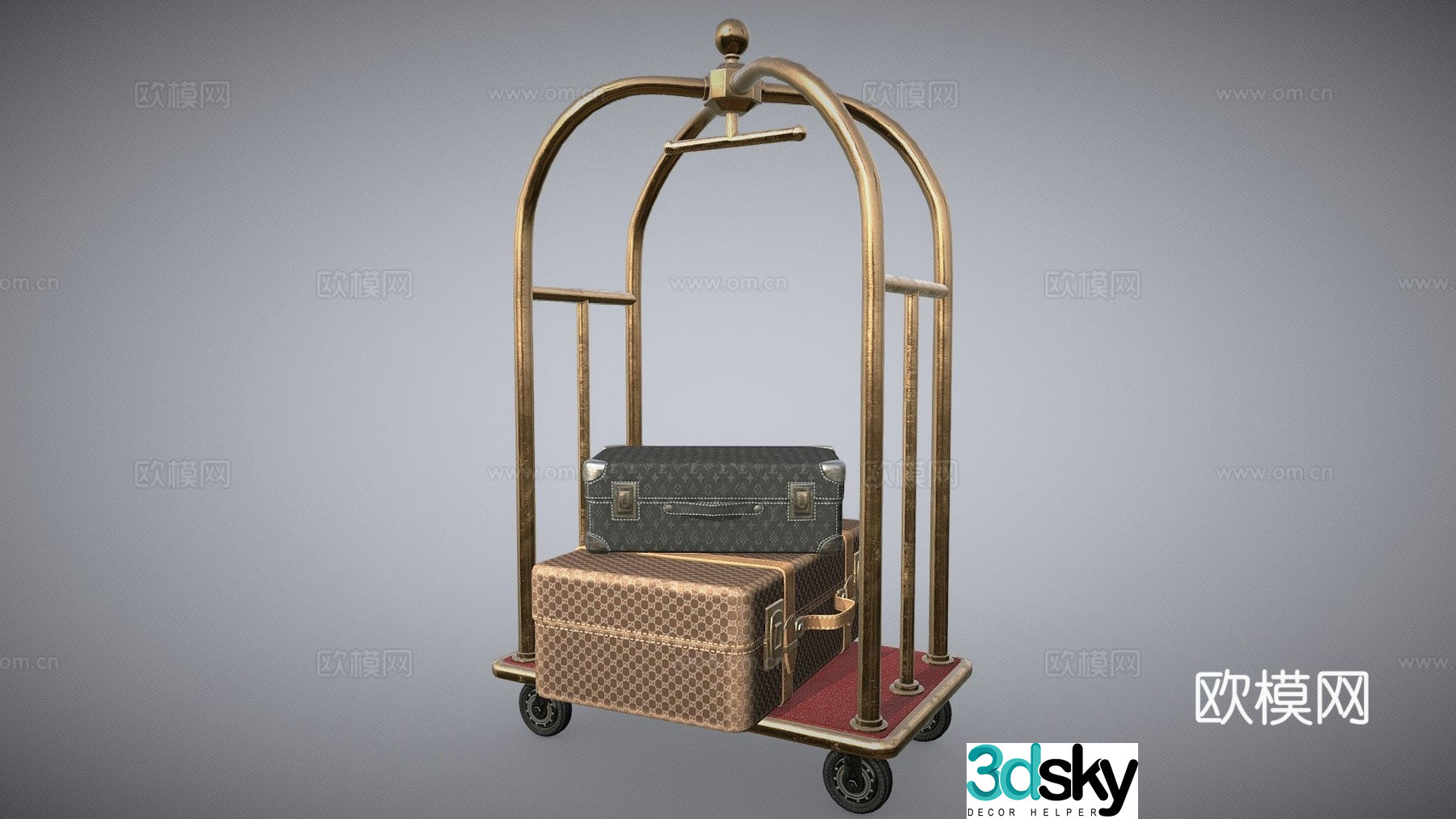 Hotel luggage trolley 3d model