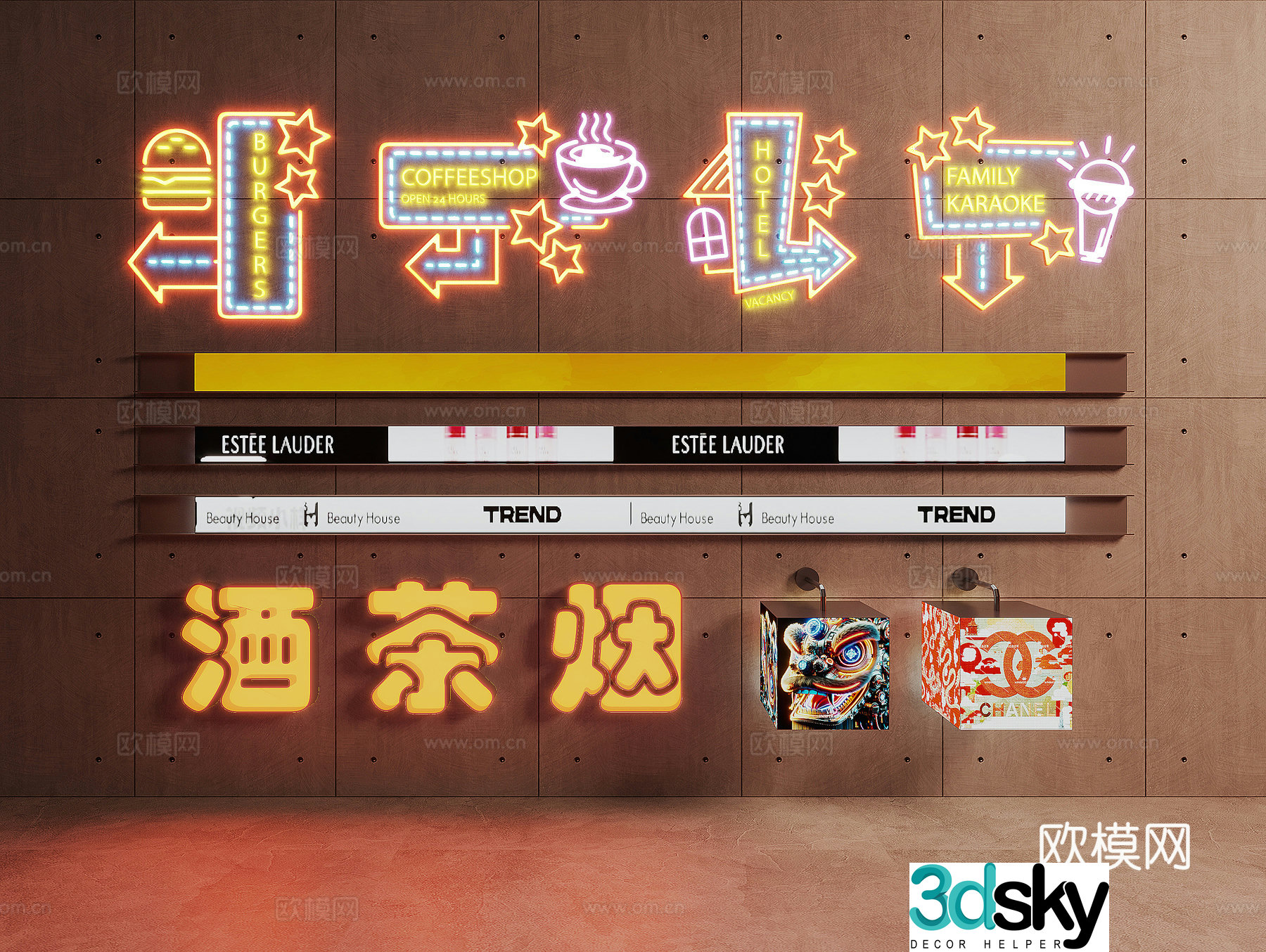 Neon lights decorative lights luminous characters 3d model