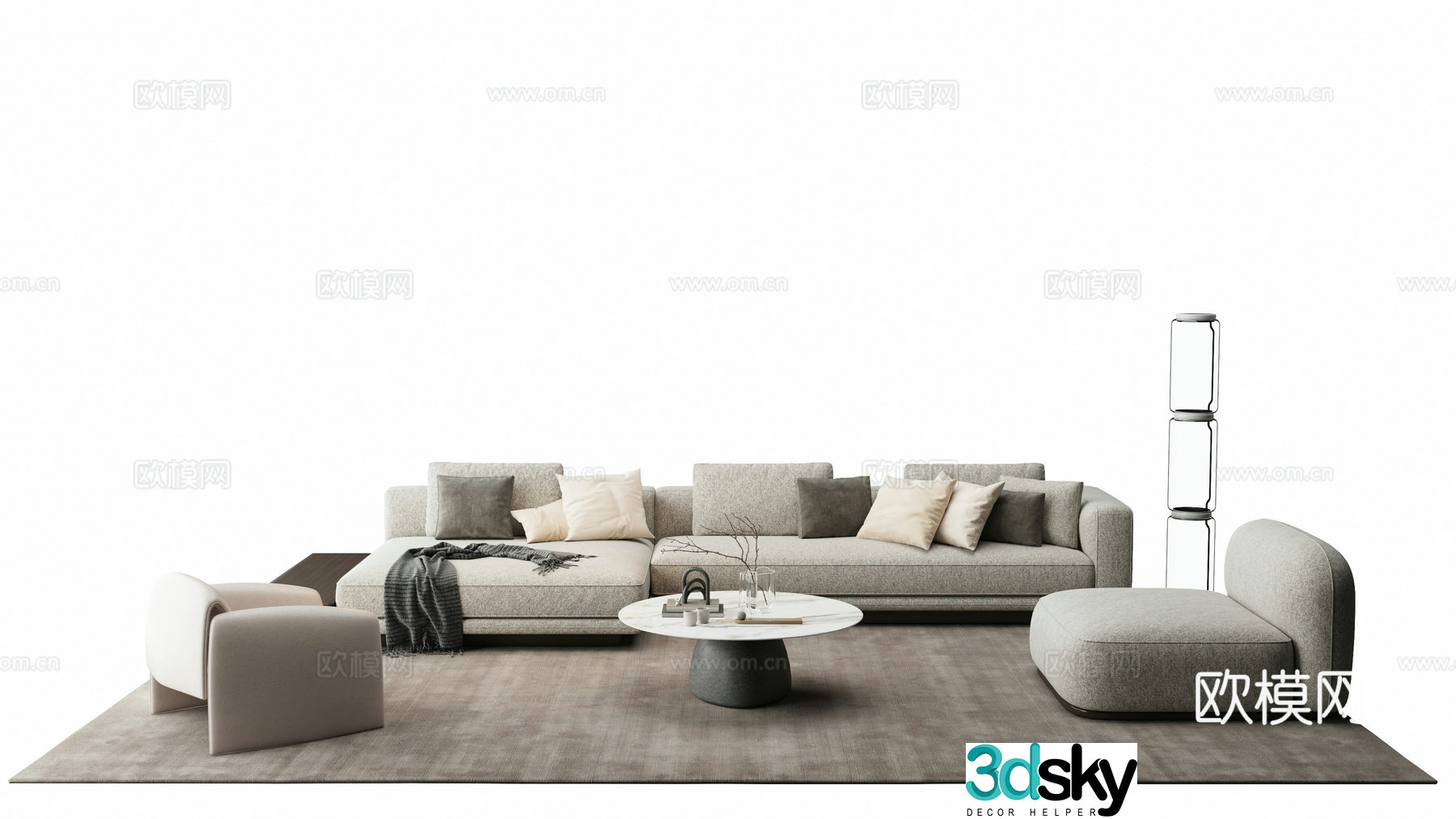 Modern modular sofa corner sofa fabric sofa 3d model