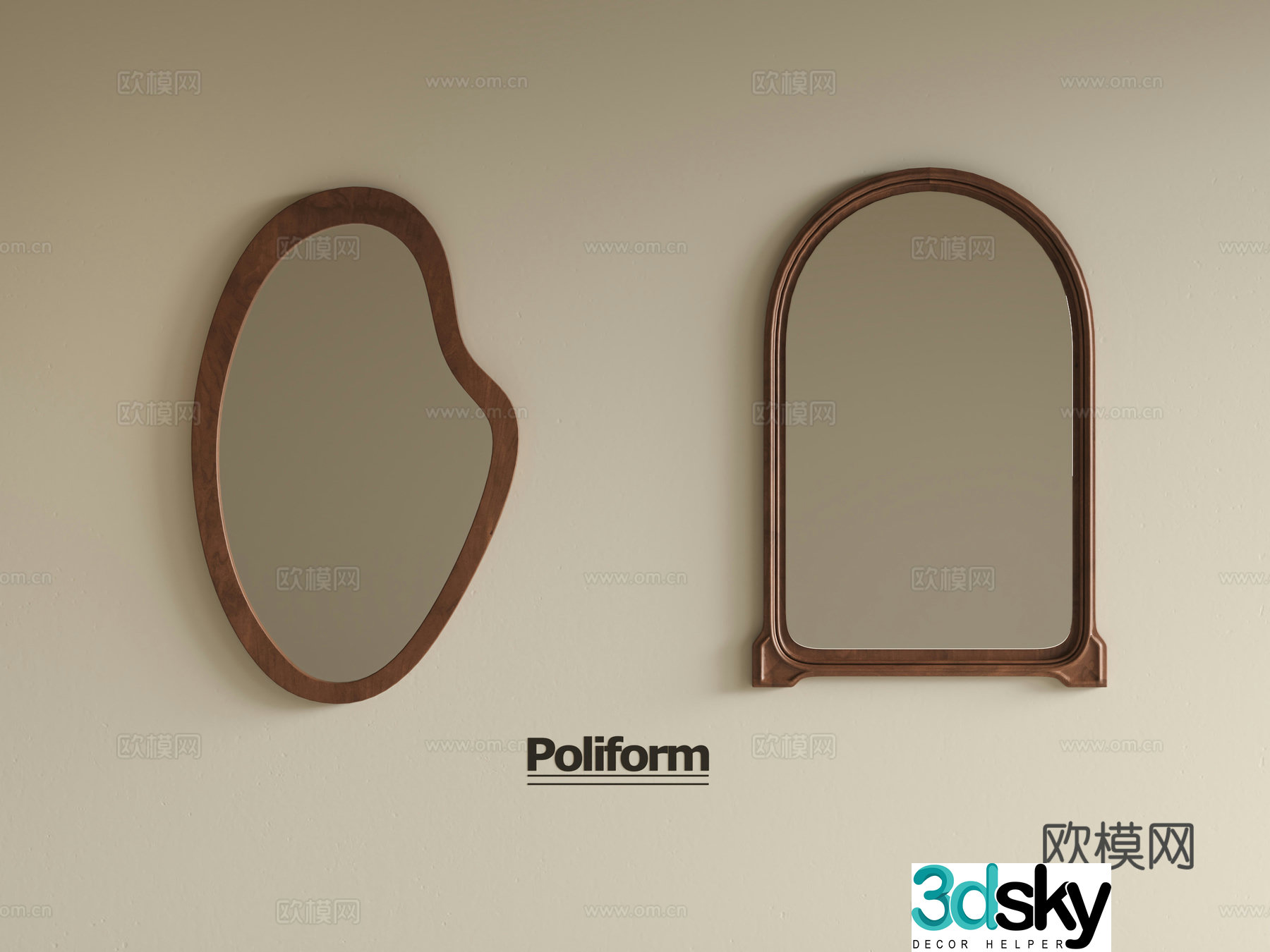 Wabi-sabi mirror cosmetic mirror decorative mirror bathroom mirror 3d model
