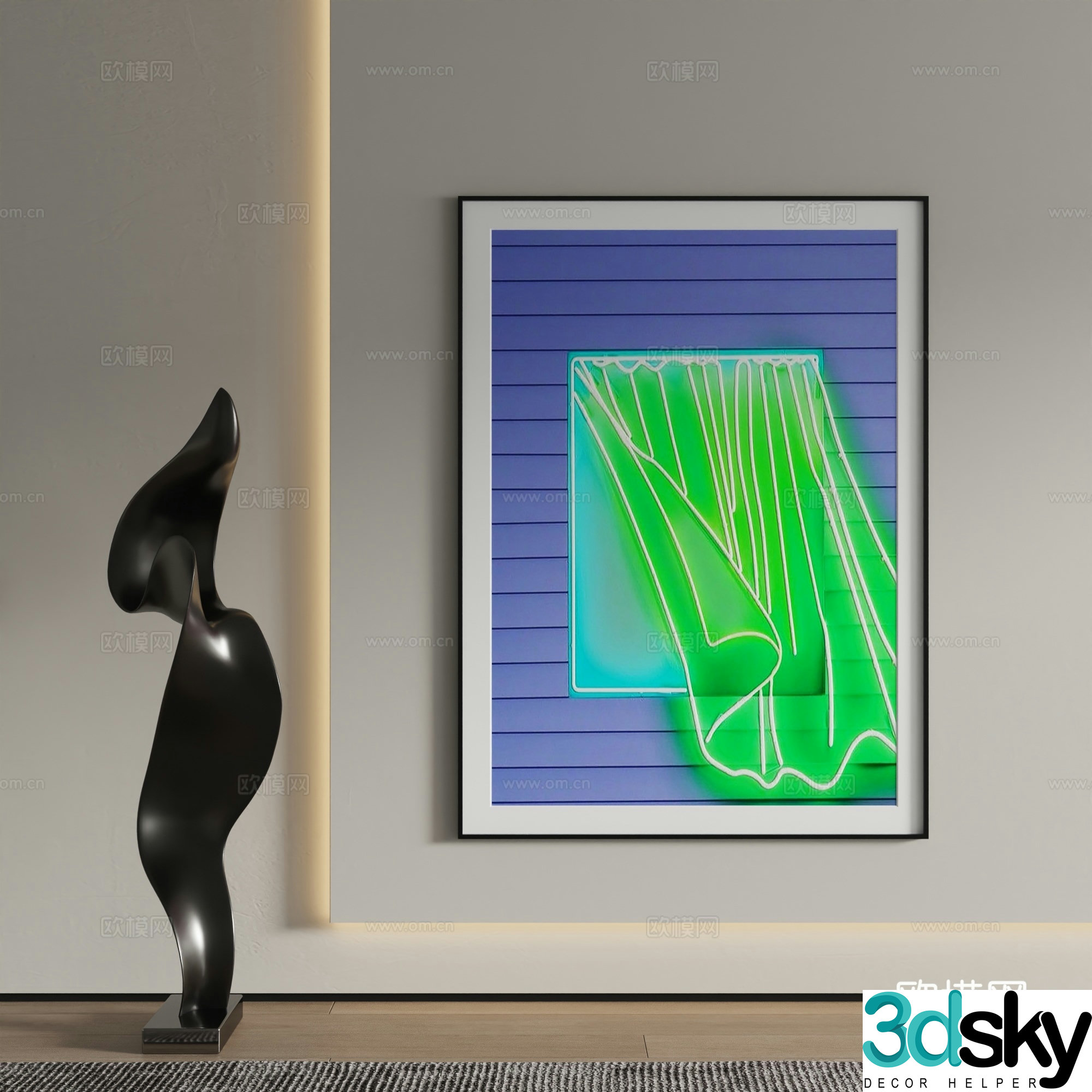 Modern decorative painting abstract painting art painting hanging painting 3D model
