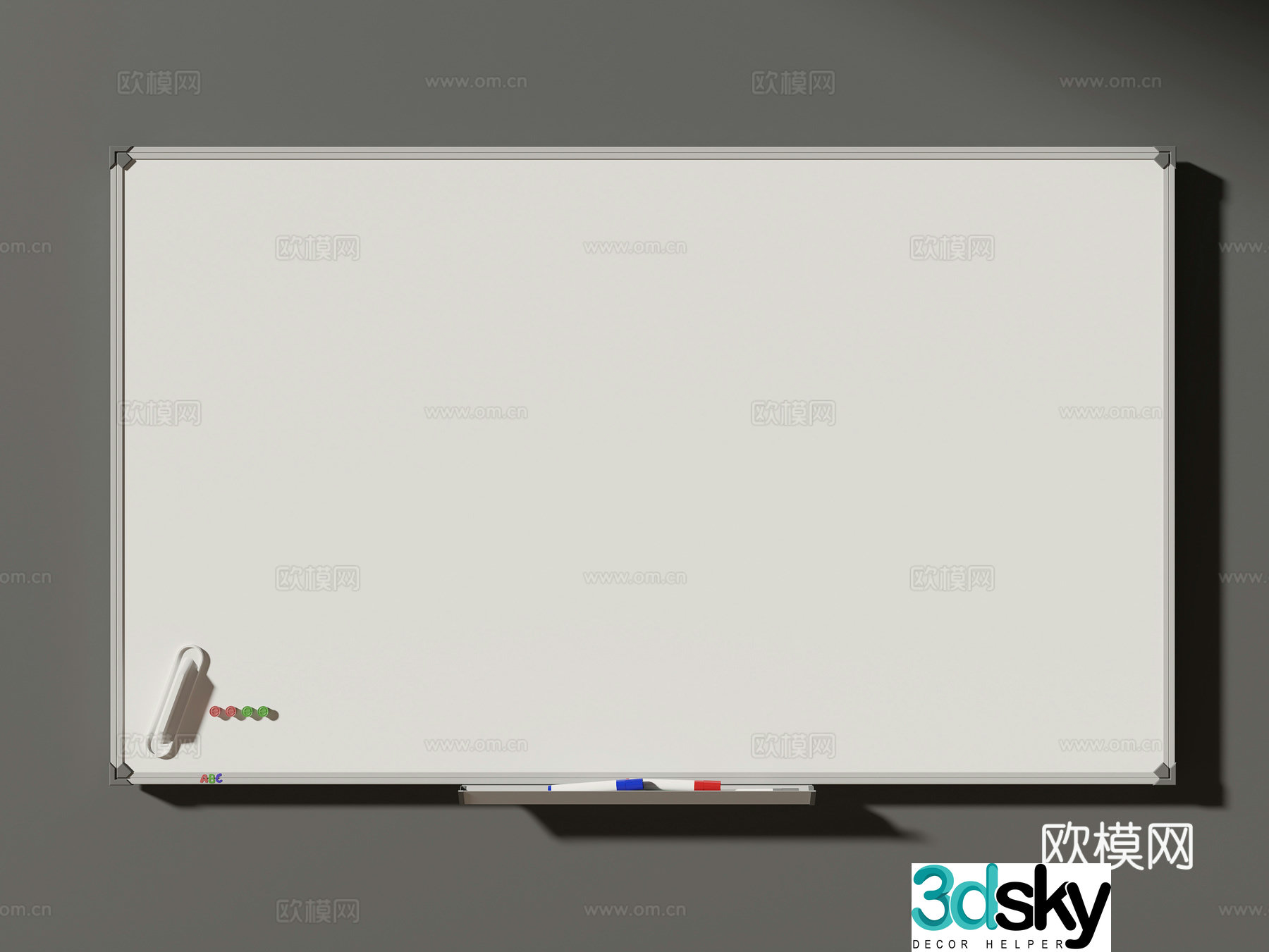 Office whiteboard note board 3d model