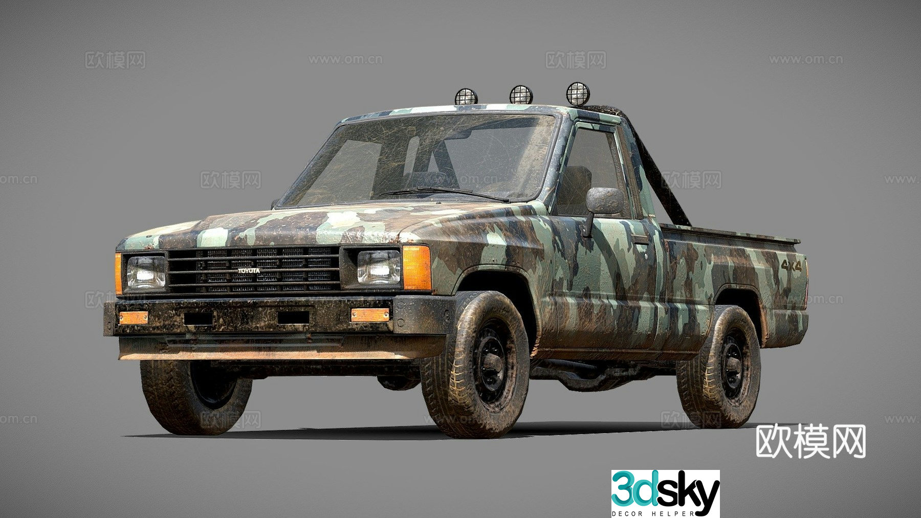 Toyota camouflage pickup truck 3d model