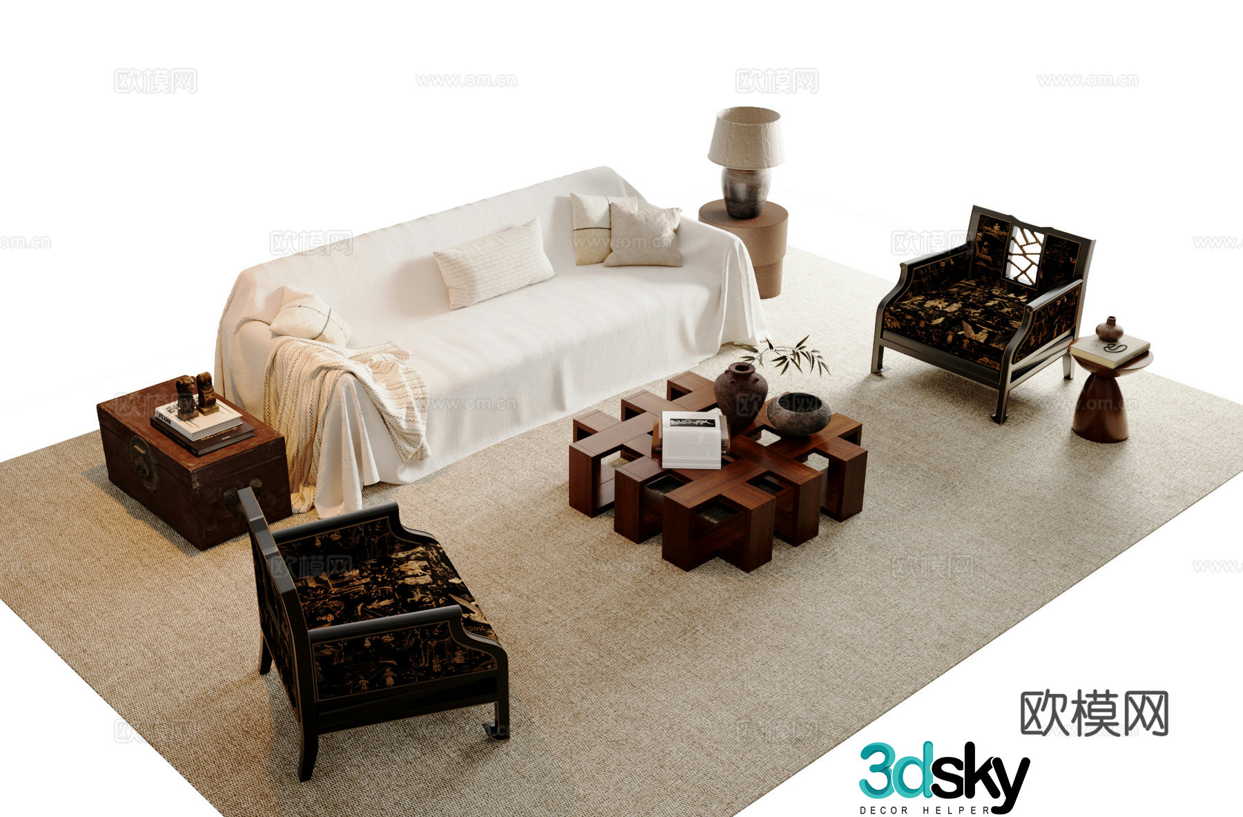 Medieval style modular sofa 3D model