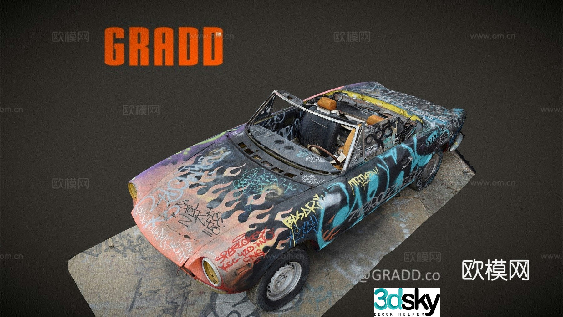 graffiti car convertible 3d model