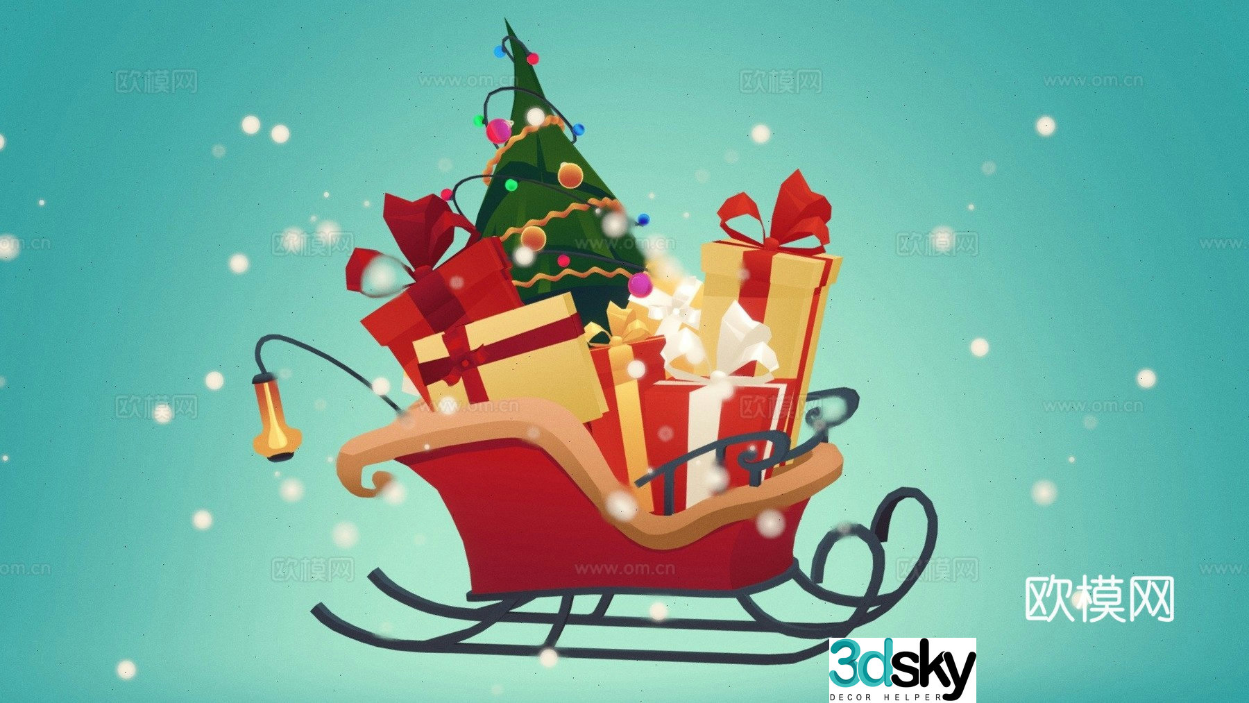 Christmas decoration sleigh 3d model